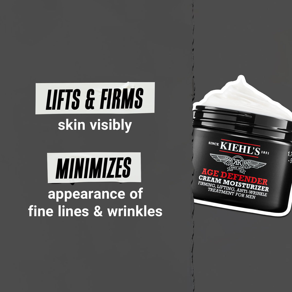 Dark Slate Gray Kiehl's - Age Defender Face Cream Moisturizer, Anti-Aging Treatment For Men