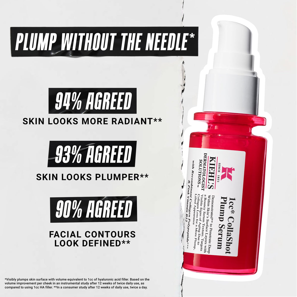 Lavender Kiehl's 1CC CollaShot Plumping Serum – Anti-Aging Face Serum - 1.7 Fl Oz