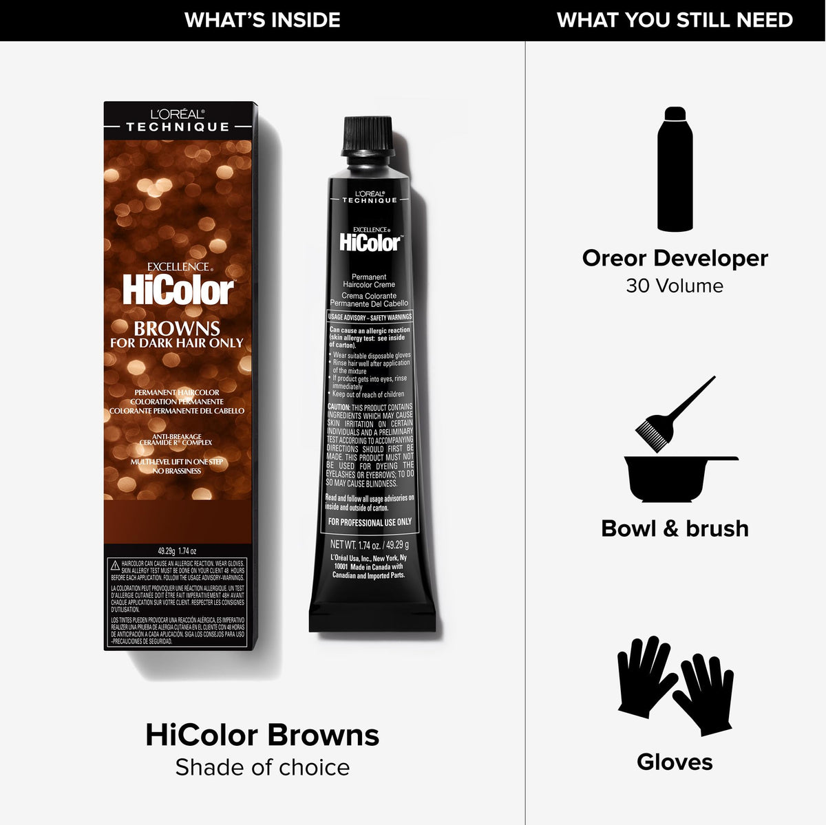 White Smoke L'Oréal Technique HiColor Browns & Blondes Hair Color - Warm Brown