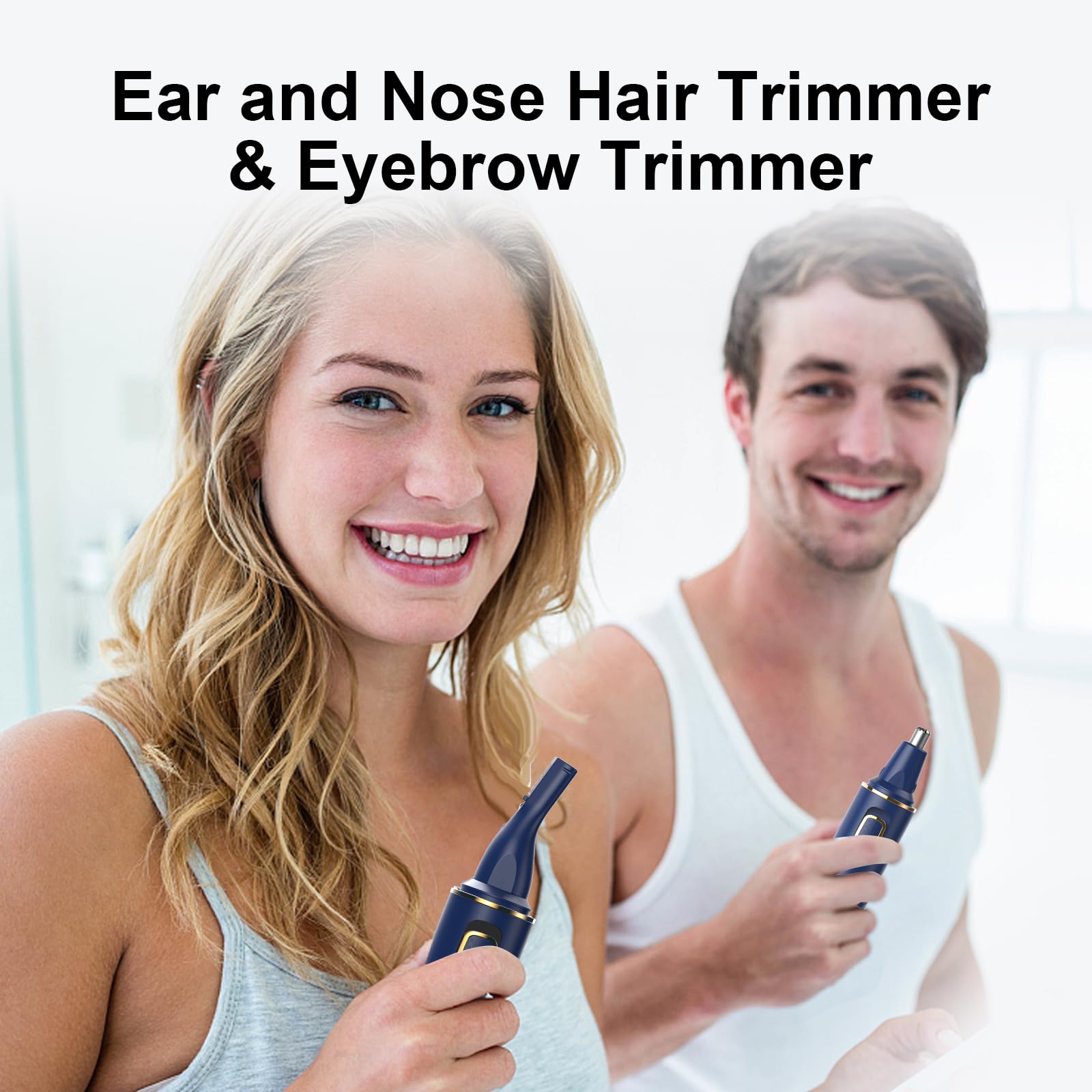 White Smoke XOOMRSCP Nose Hair Trimmers for Men，Rechargeable Hair Trimmer 2 in 1 Painless Multifunctional Ear and Nose Hair Trimmer with IPX7 Waterproof Dual Edge Blades (Blue)