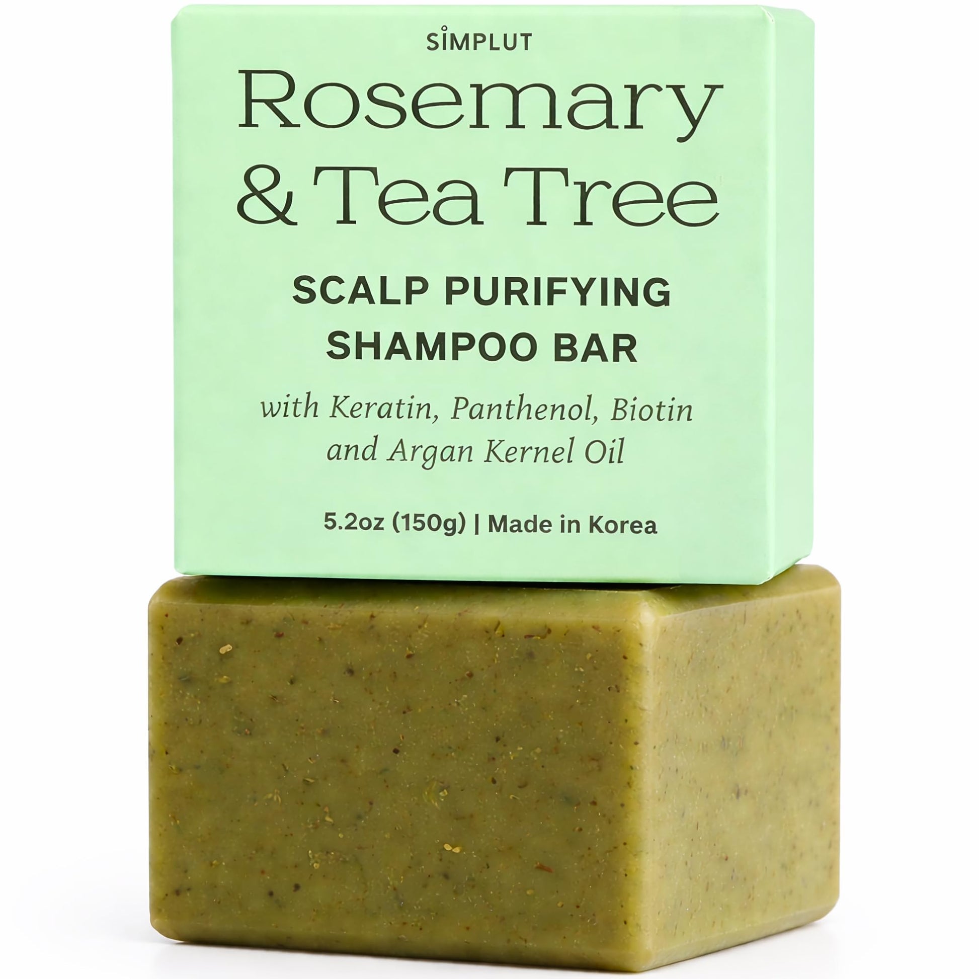 Light Gray SIMPLUT Rosemary & Tea Tree Shampoo Bar – Professional Biotin & Keratin Infused Solid Shampoo for Clarifying Scalp Care – Salon-Grade Volumizing & Thickening Formula – Sulfate Free, pH Balanced