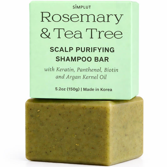 Light Gray SIMPLUT Rosemary & Tea Tree Shampoo Bar – Professional Biotin & Keratin Infused Solid Shampoo for Clarifying Scalp Care – Salon-Grade Volumizing & Thickening Formula – Sulfate Free, pH Balanced