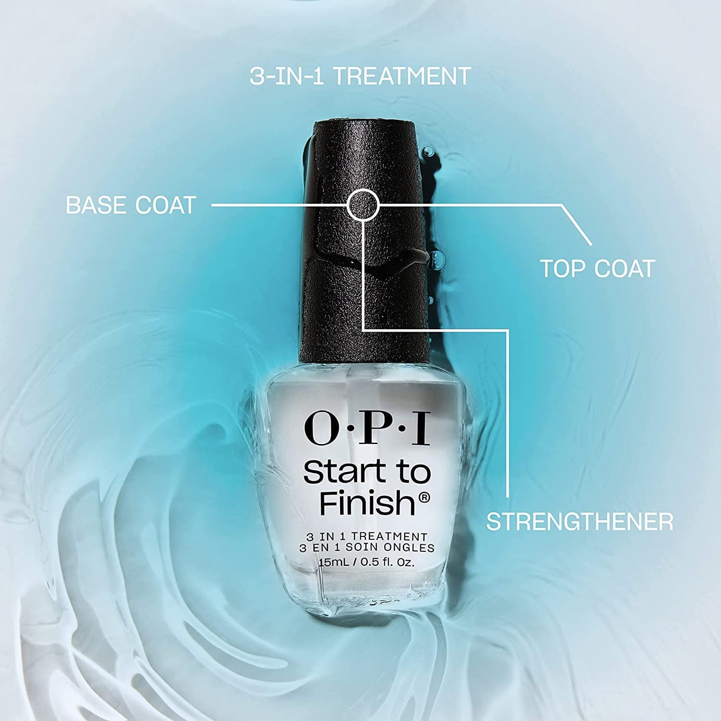 Light Gray OPI Nail Envy, 0.5 fl oz and OPI Start to Finish, 3-in-1 Treatment, Base Coat, Top Coat, Nail Strengthener, 0.5 fl oz
