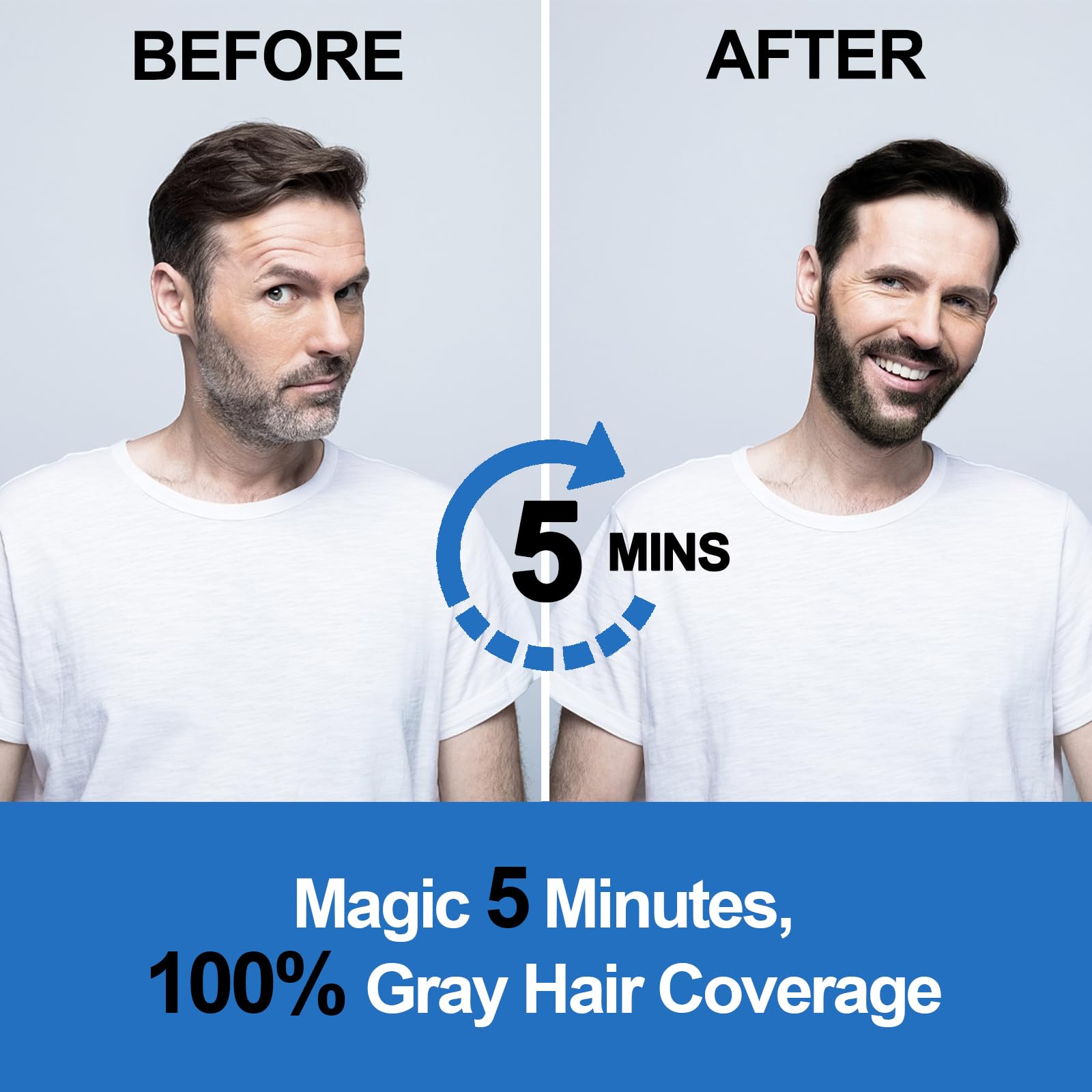 Light Gray Men's Black Beard Dye, Black Hair Dye for Gray Hair Coverage, 3 in 1 Hair Dye Shampoo, Mustache & Beard Dye for Men, Quick & Easy to Use at Home, Long Lasting Beard Color for Men 200ML
