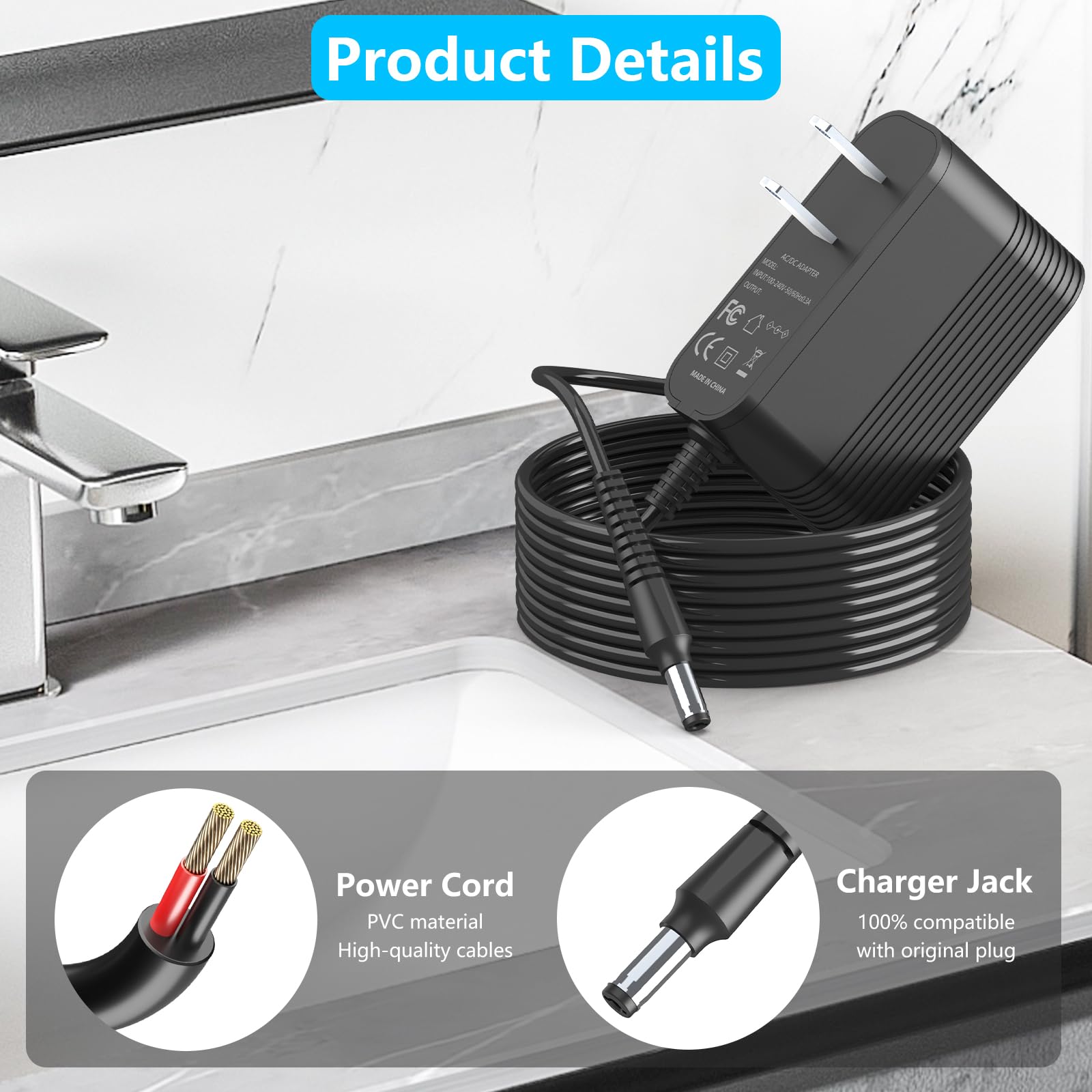 Lavender IOKOFJOA 4.9V Charger for Andis Slimline Pro Hair & Beard Trimmer Compatible with Andis D-8 32400 32475 32810 32690 33785 32445 32485 32490 32680 Lithium-Ion Battery Hair Clipper Power Cord