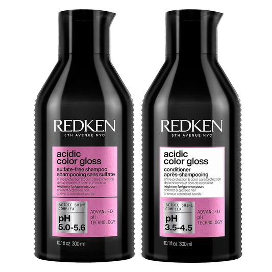 Black Redken Acidic Color Gloss Shampoo & Conditioner Set For Color Treated Hair - Protects Vibrancy and Extends Hair Shine, Sulfate-Free