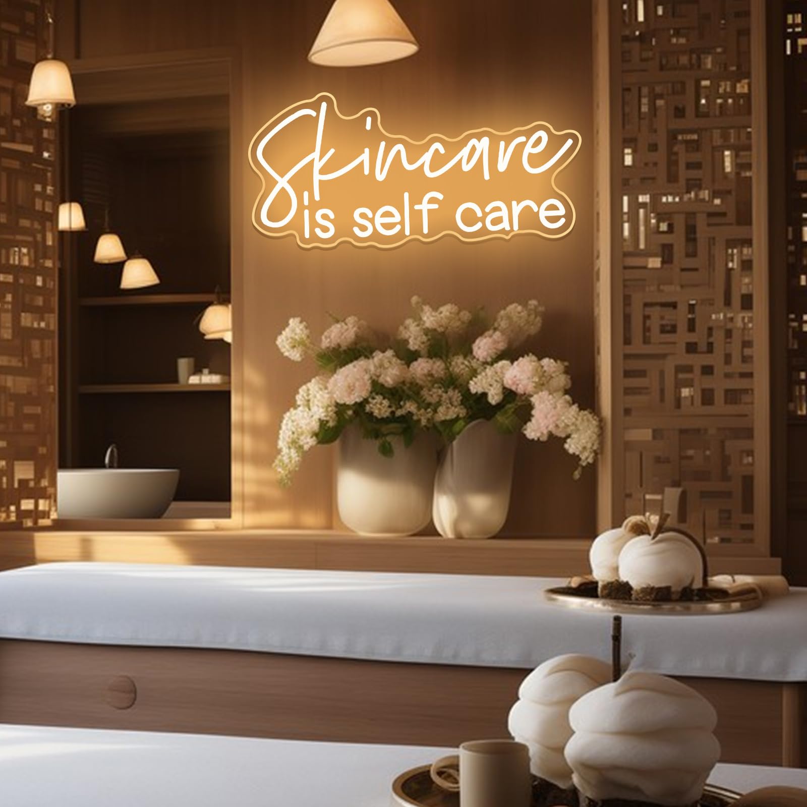 Dark Slate Gray Skin Care Is Self Care Neon Sign Warm White LED Neon Light for Beauty Salon Wall Decor Neon Signs for Facial Spa Business Skin Care Salon Beauty Parlor Manicure Salon Eyelash Room Decorations