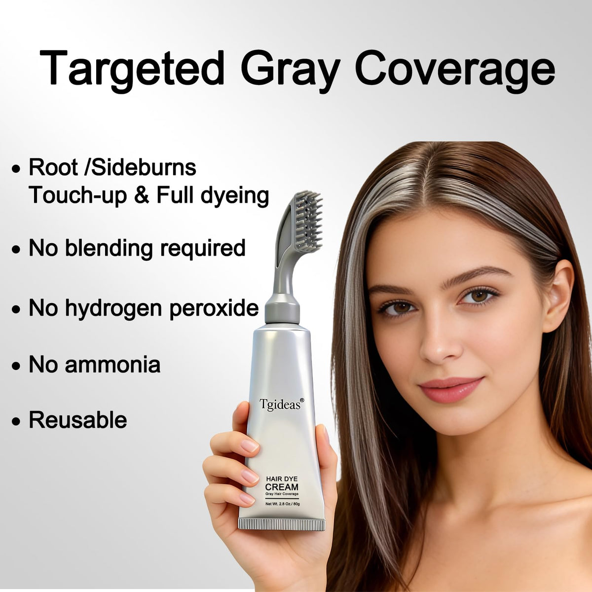 White Smoke Tgideas Hair Dye Comb Root Touch Up, Ammonia Free Gray Coverage, Dark Brown