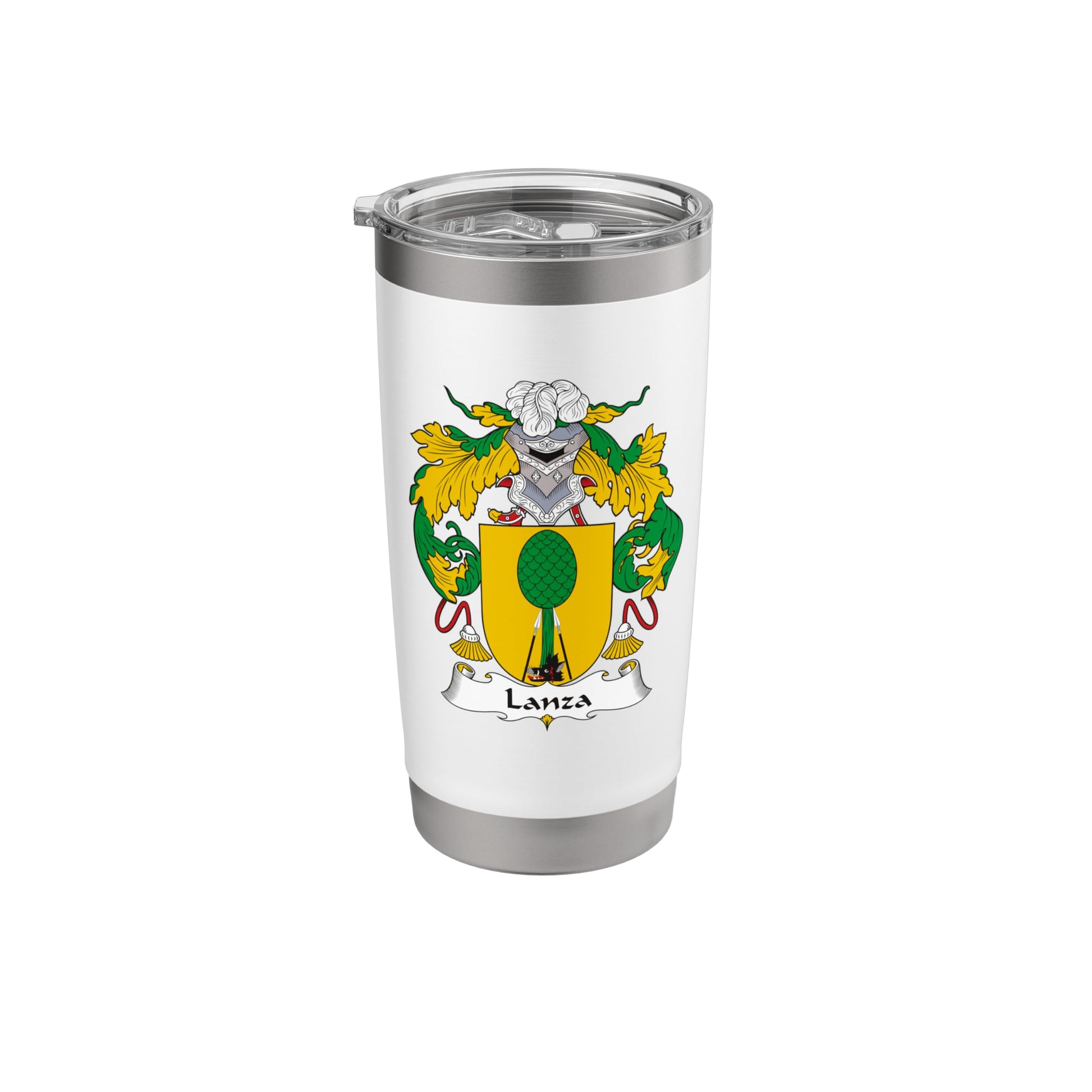 White Smoke Lanza Coat of Arms - Family Crest Stainless Steel Insulated Tumbler