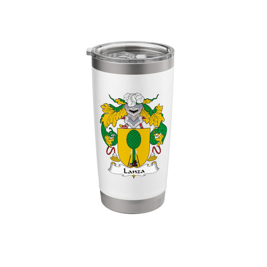 White Smoke Lanza Coat of Arms - Family Crest Stainless Steel Insulated Tumbler