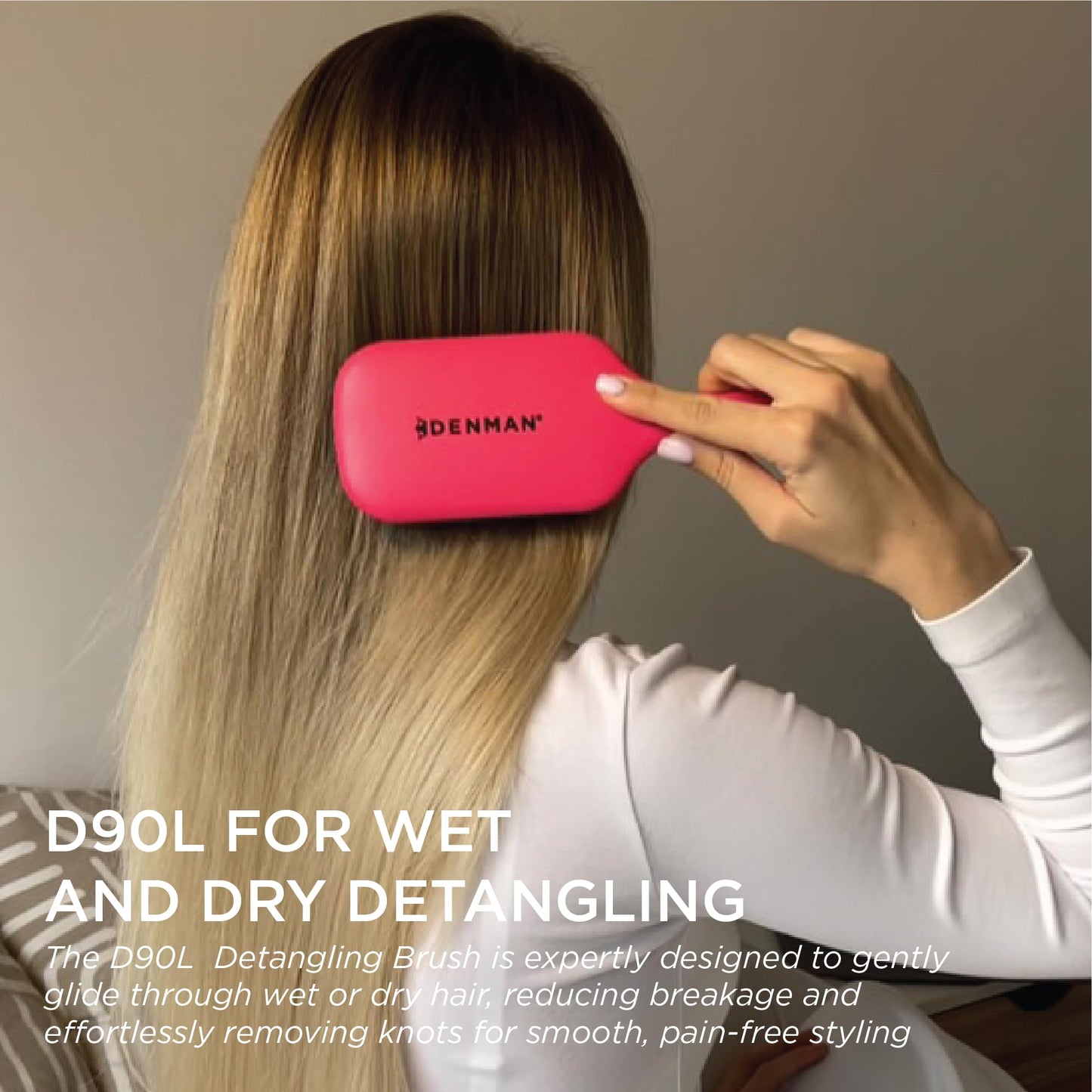 Dim Gray Denman Tangle Tamer Ultra (Pink) Detangling Paddle Brush For Curly Hair And Black Natural Hair - use with both Wet & Dry Hair, D90L