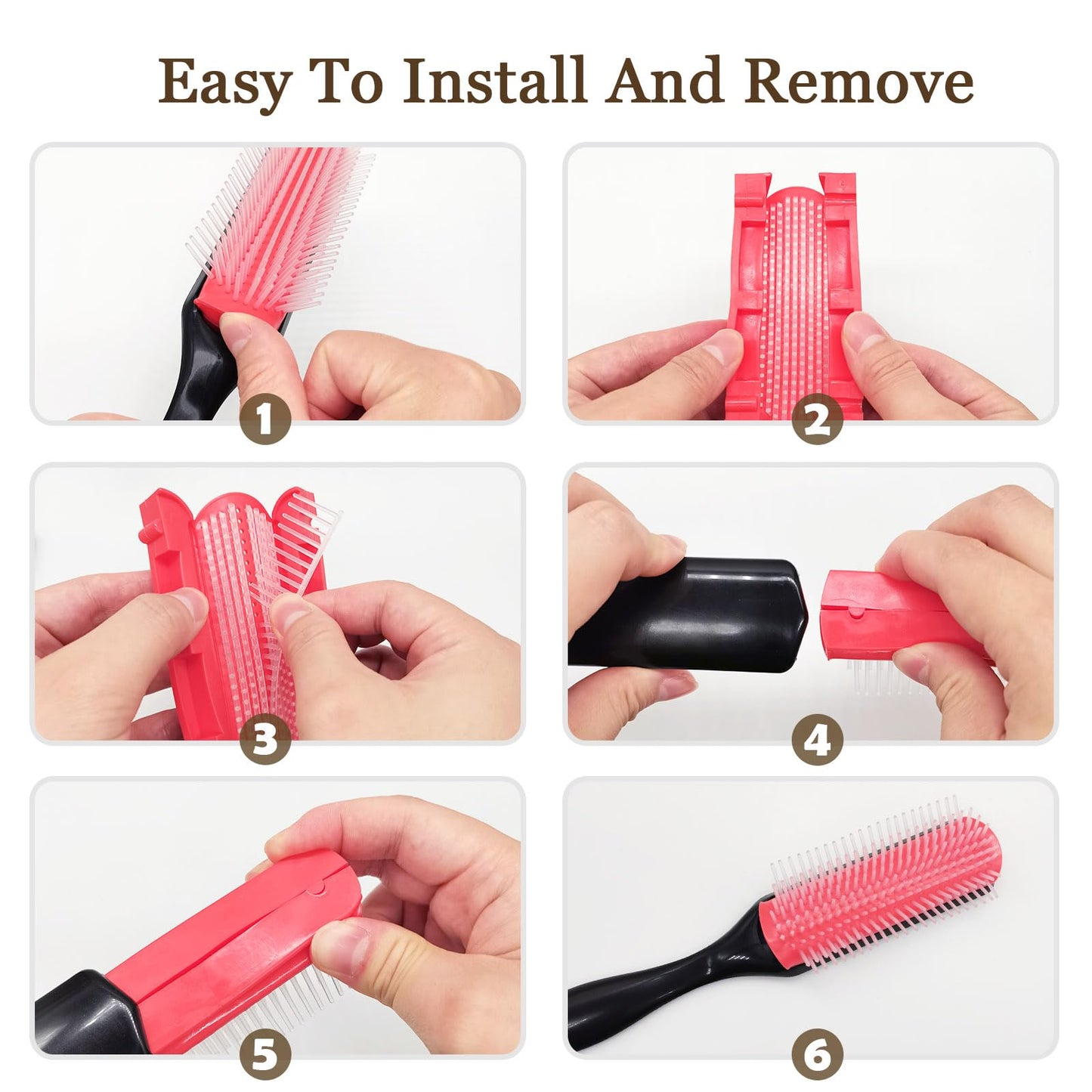 White Smoke Quacc 9-Rows Cushion Nylon Bristle Hair Brush Women Men Curly Wet or Dry Hair Classic Detangling Brushes for Separating Shaping Defining Curls Blow-Drying Styling Detangling