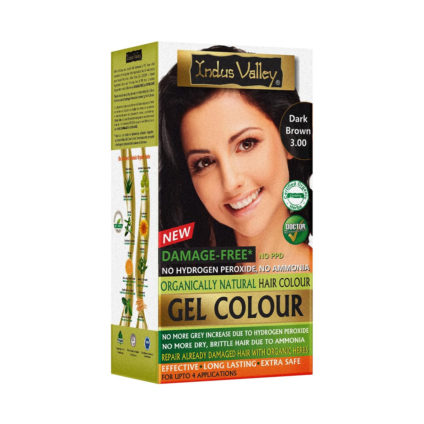 Seashell Indus Valley Natural Organic Damage Free Gel Hair Color | Organic Hair Dye, Ammonia Free, Vegan & Cruelty Free | Up to 100% Gray Coverage, Long Lasting Results |Dark Brown 3.0 (20gram+200ml)