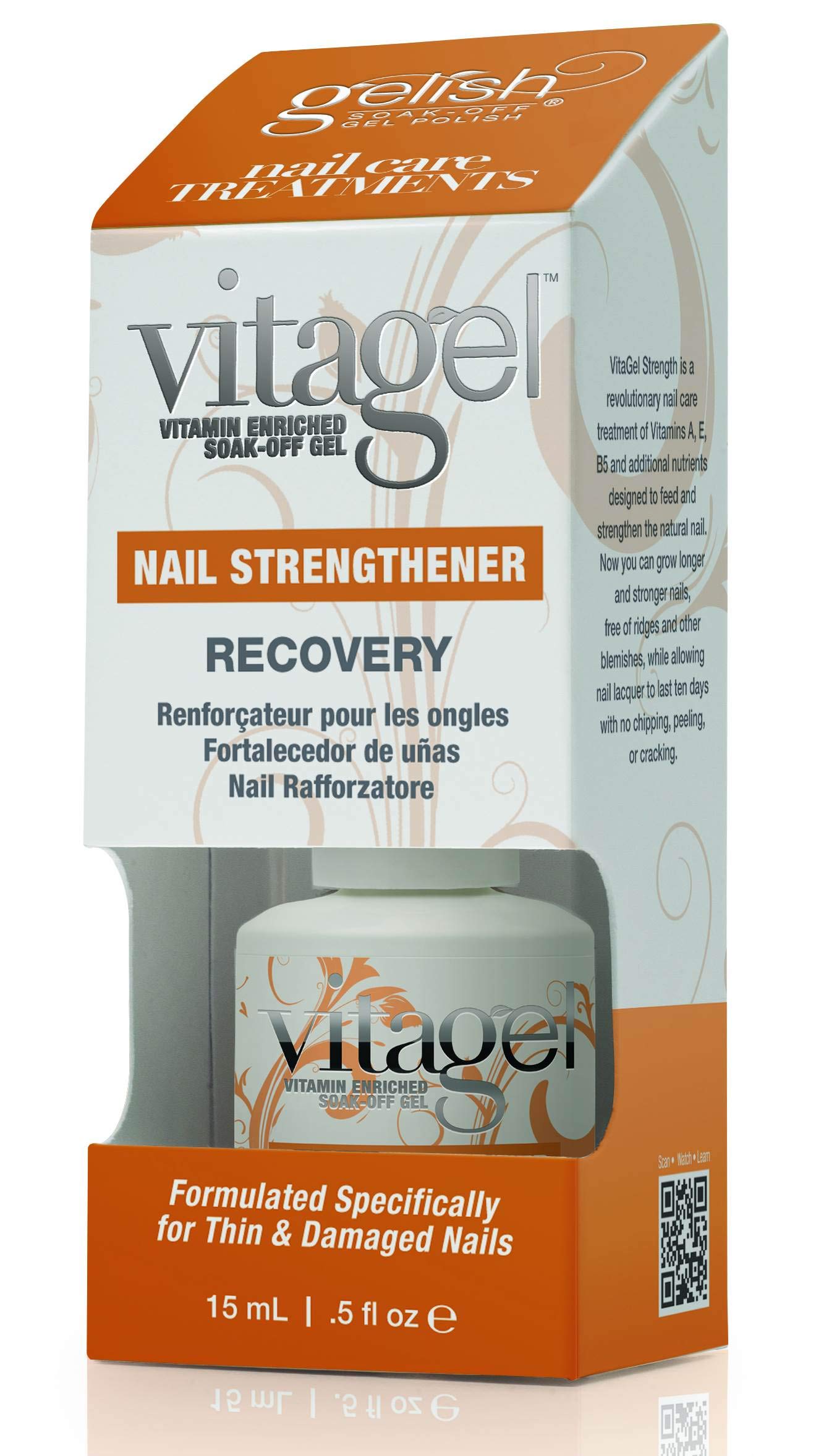 Gray NEW Gelish Gel LED Nail Polish Vitagel Brush Strengthener and Recovery 2 Pack