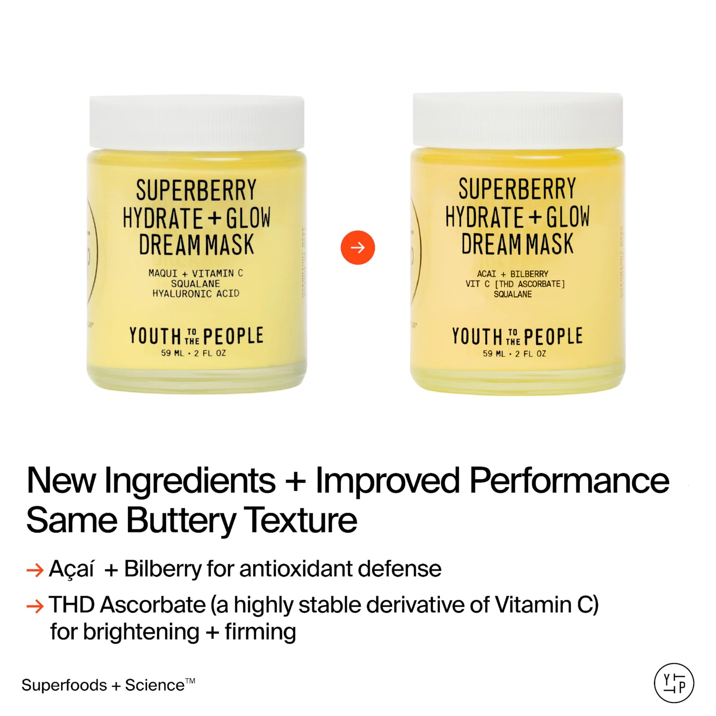 White Smoke Youth To The People Superberry Dream Mask Full Size - Hyaluronic Acid + Vitamin C Face Moisturizer + Overnight Facial Mask, Hydrates + Plumps + Brightens Skin, Evens Skin Tone, For Dry Skin - 2 fl oz