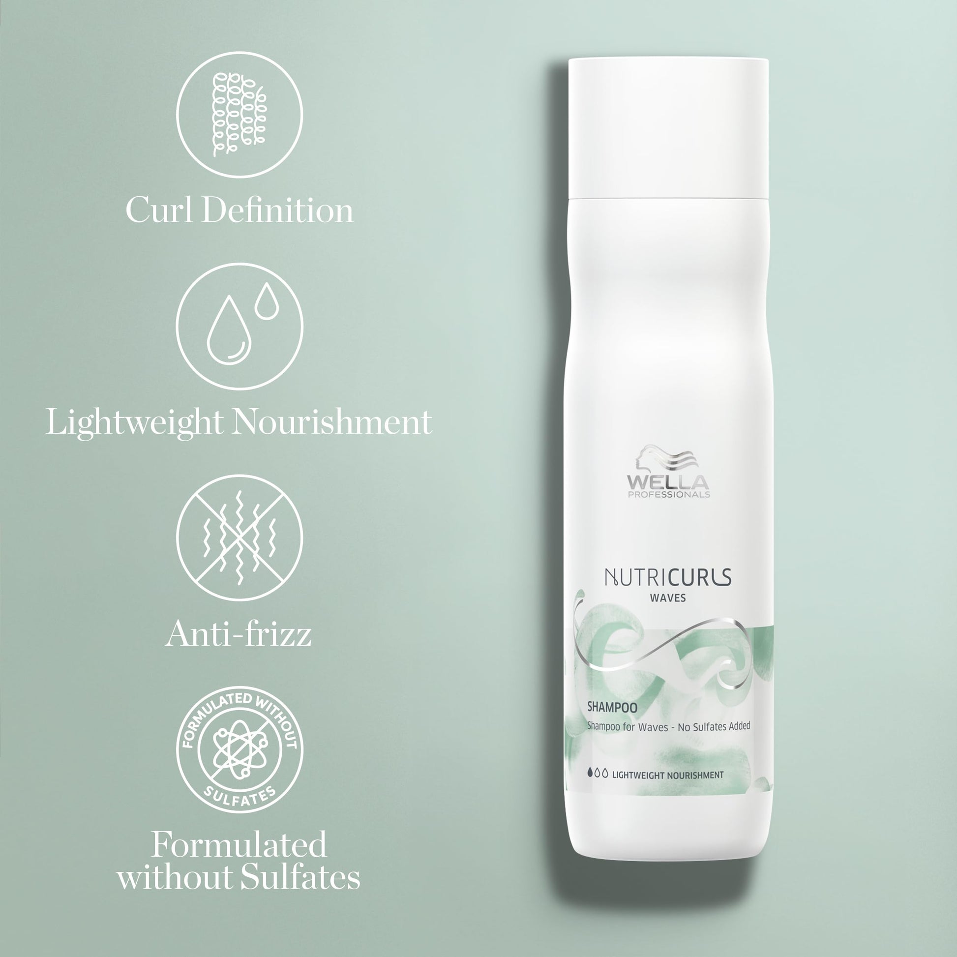 Light Gray Wella Professionals Nutricurls Shampoo for Waves | Nourish and Define Waves & Curls | Formulated Without Sulfates | 8.4 Fl Oz