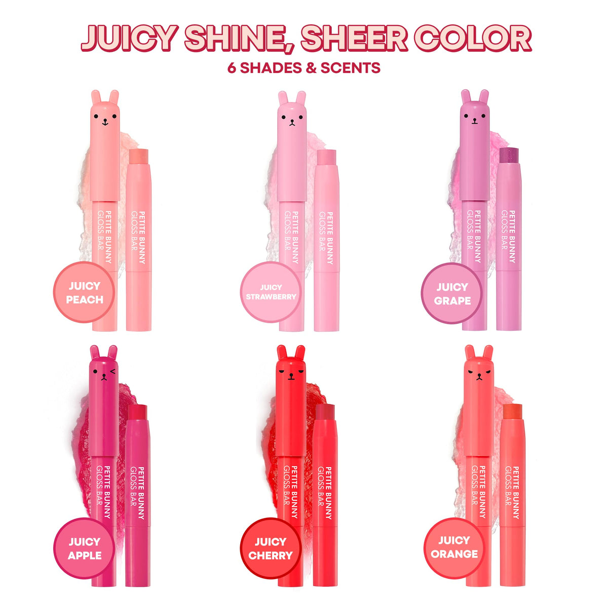 White Smoke TONYMOLY Petit Bunny Lip Gloss - Tinted Korean Lip Crayon, Juicy Cherry