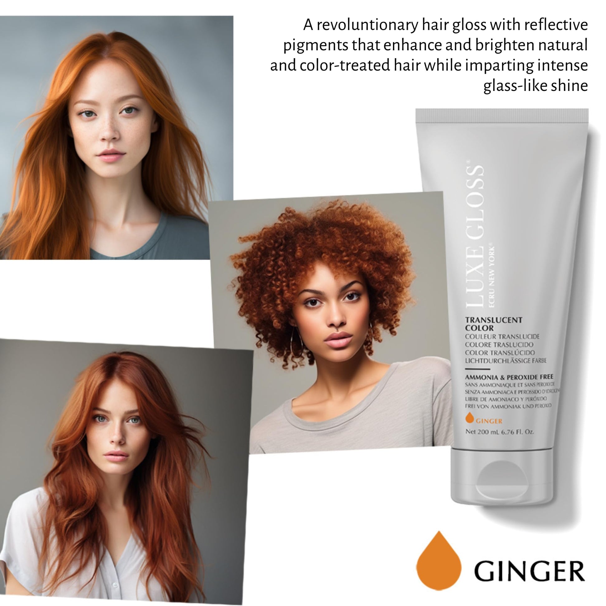 White Smoke ECRU New York LUXE GLOSS Hair Gloss for Enhanced Color and Glass-Like Shine, Ginger