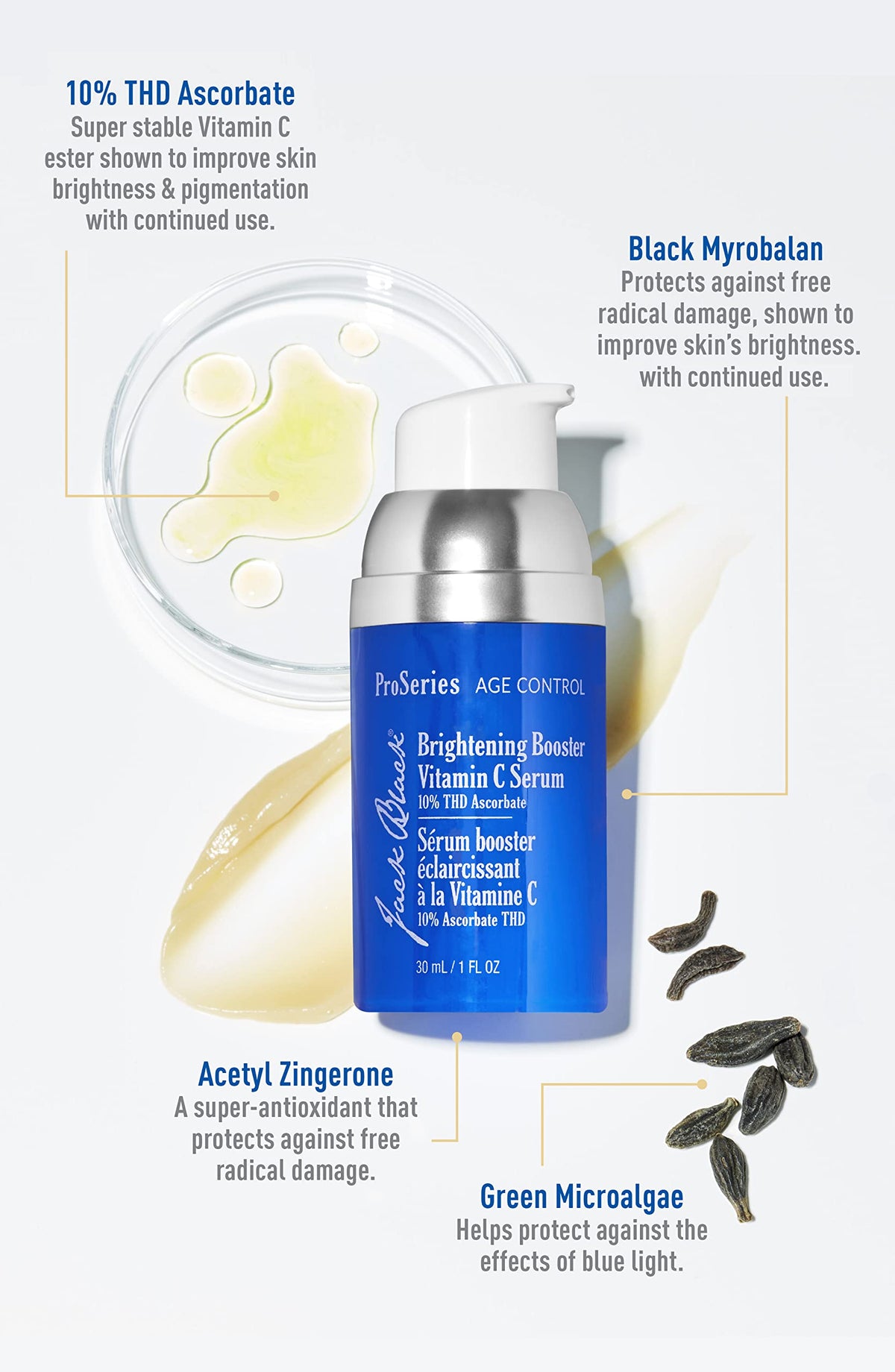 White Smoke Jack Black Brightening Booster Vitamin C Serum for Face, 1 Fl Oz