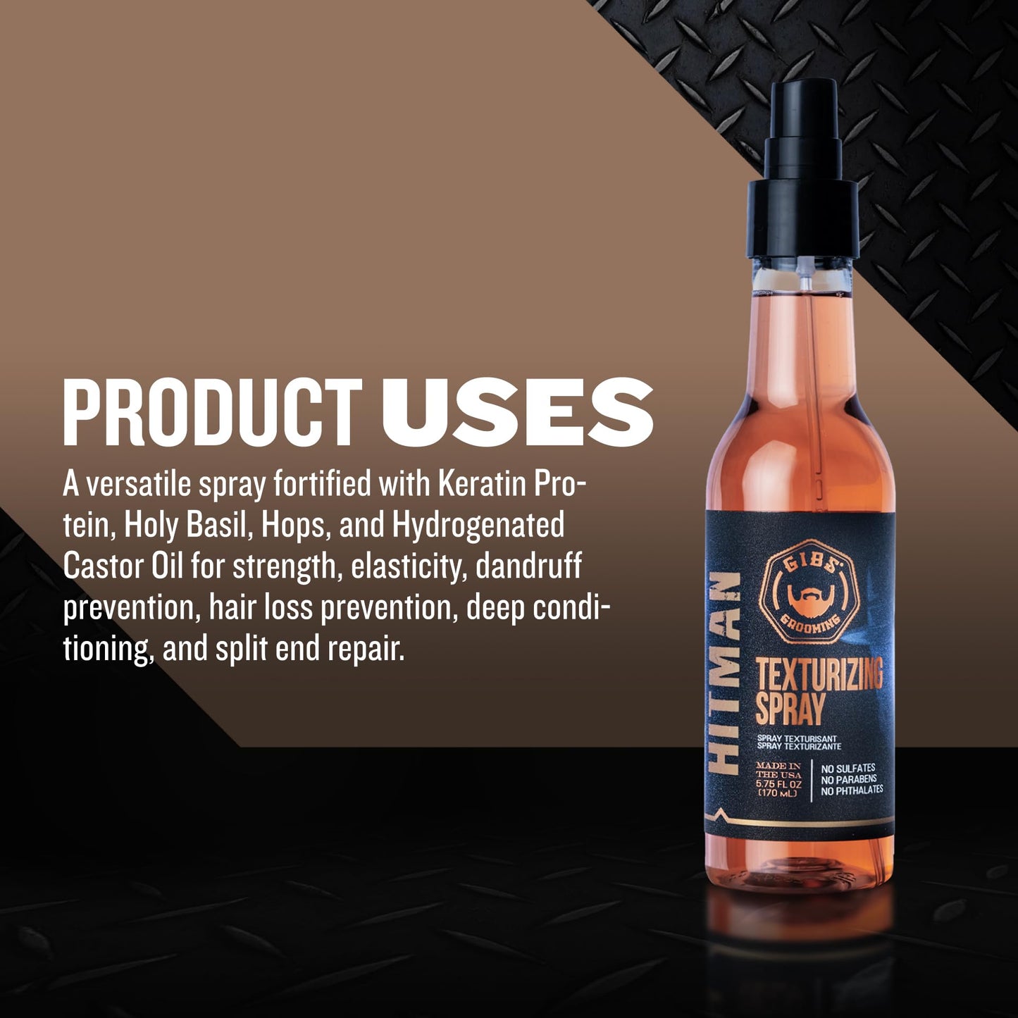 Black GIBS Grooming Hitman Texturizing Spray, 5 Fl Oz