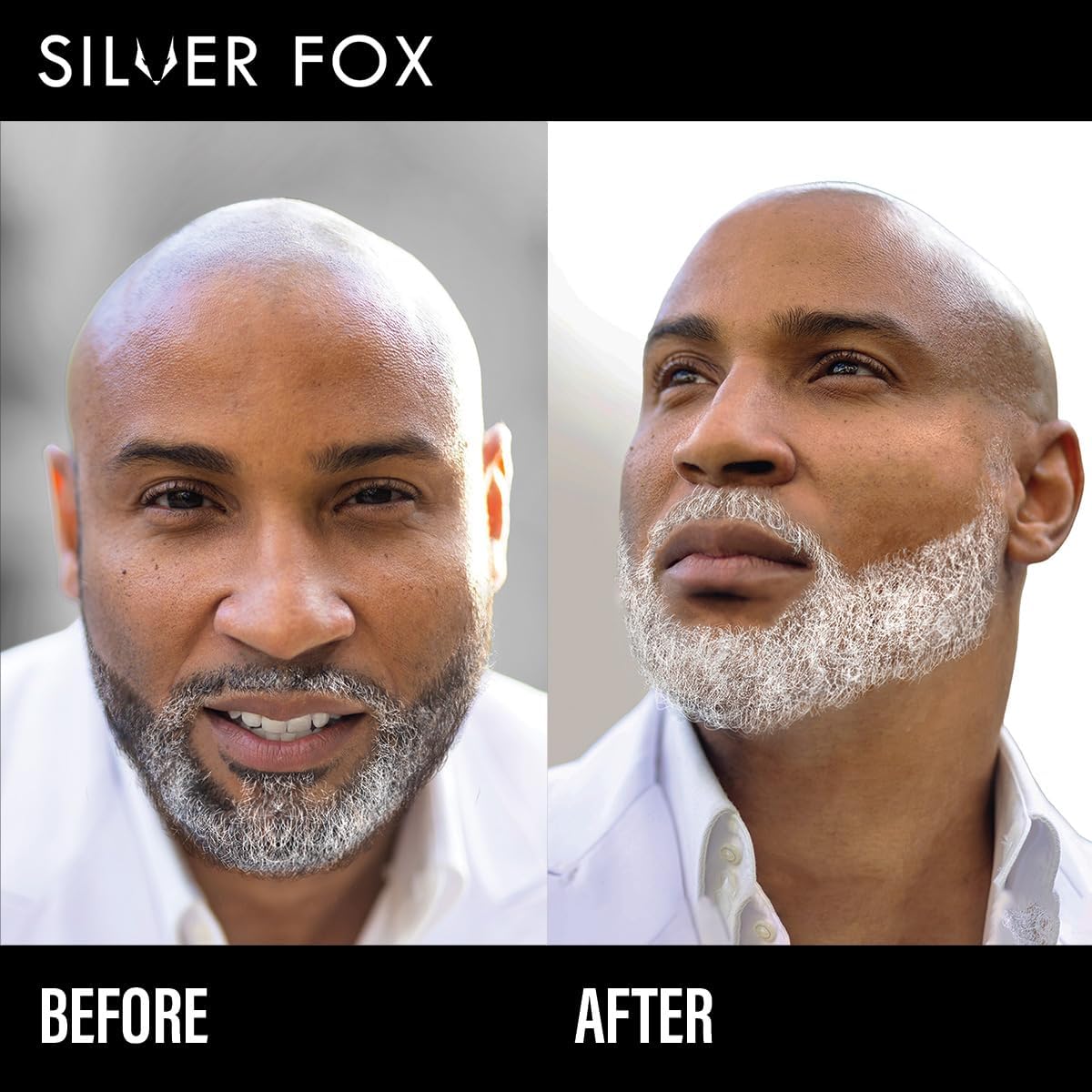 Black Barbers Choice Silver Line, Facial Hair Brush on Temporary Color for Silver Fox Men- Instantly Brighten White Beards, Mustache & Sideburns, Less Yellow, Easy Application, Arctic White