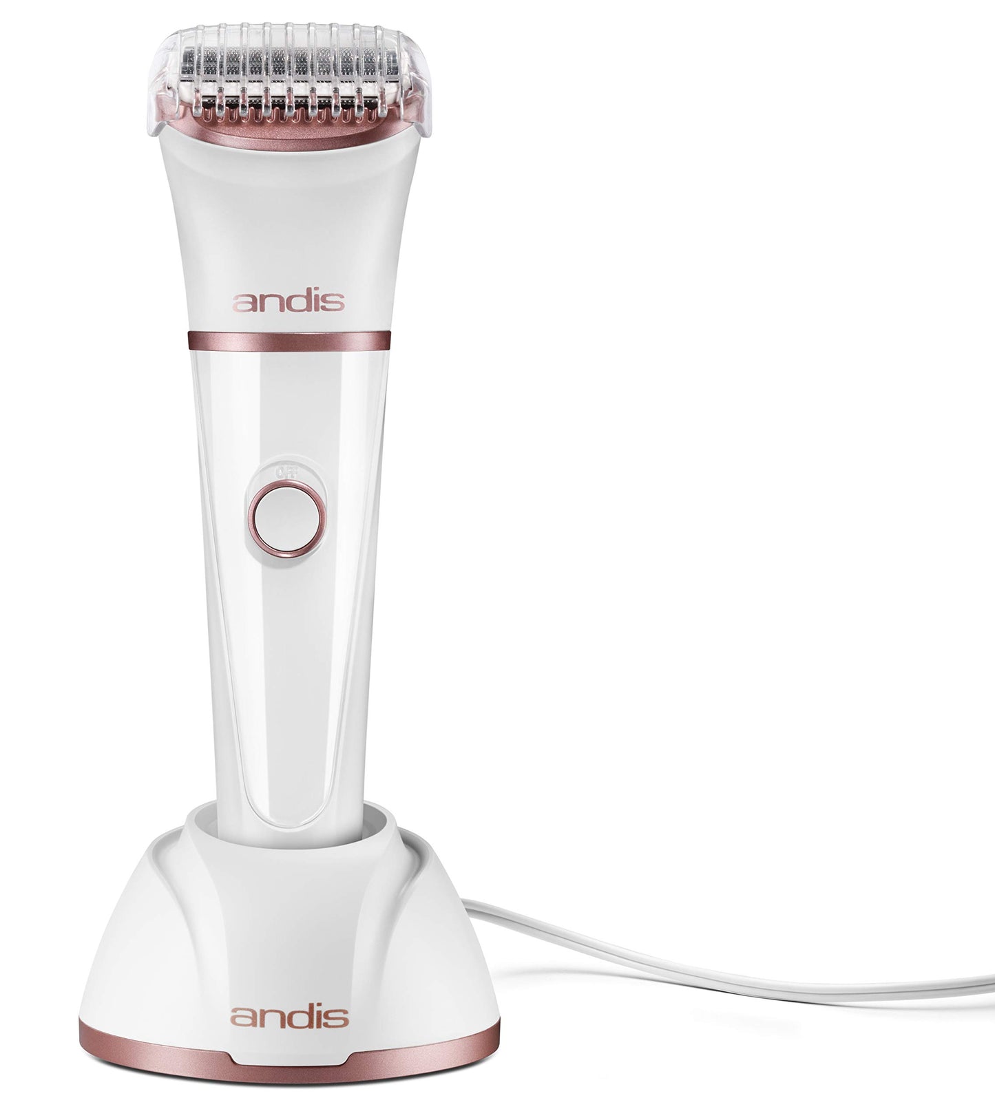 White Smoke Andis 31015 Close Curves Electric Shaver for Women - Perfect for Legs, Bikini Area & Underarms Hair Removal - Rechargeable Cordless Wet & Dry Shaver, Lightweight - 6 Piece Kit