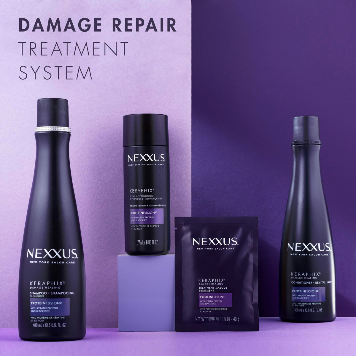 Dark Slate Blue Nexxus Keraphix Pre-Wash Treatment Damage Repair Cream 6 oz