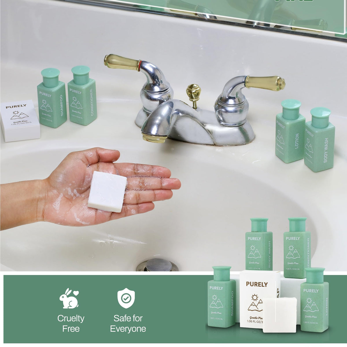 Gray 150‑Piece Bulk Travel Toiletries Set | Hotel & Airbnb Essentials | 1.3 oz Bottles (30 Shampoo, 30 Conditioner, 30 Body Wash, 30 Lotion, 30 Bar Soap) | Guest Bathroom Supplies + Homeless Outreach