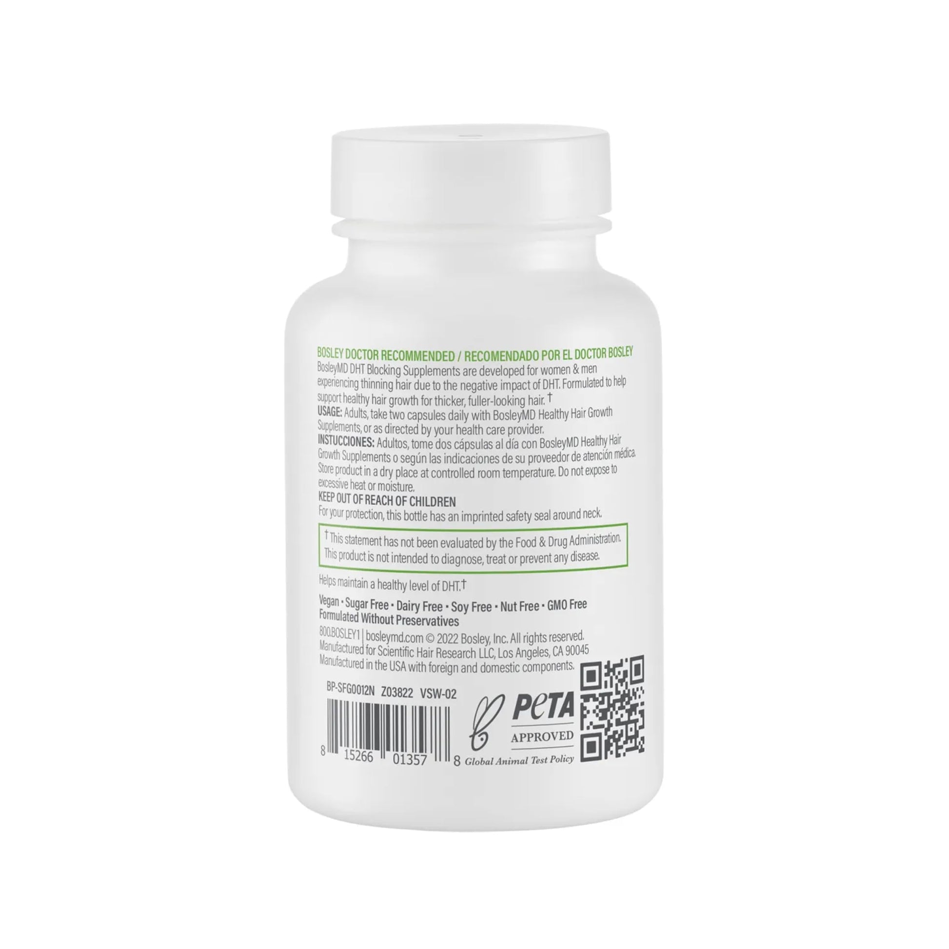 Lavender BosleyMD Men & Women DHT Blocking Hair Supplement, Thicker Fuller Hair with DHT·7 Blend, Saw Palmetto, Reishi Mushroom, Green Tea Extract, Nettle Leaf, Dandelion Root & Pygeum Bark, 60 Capsules