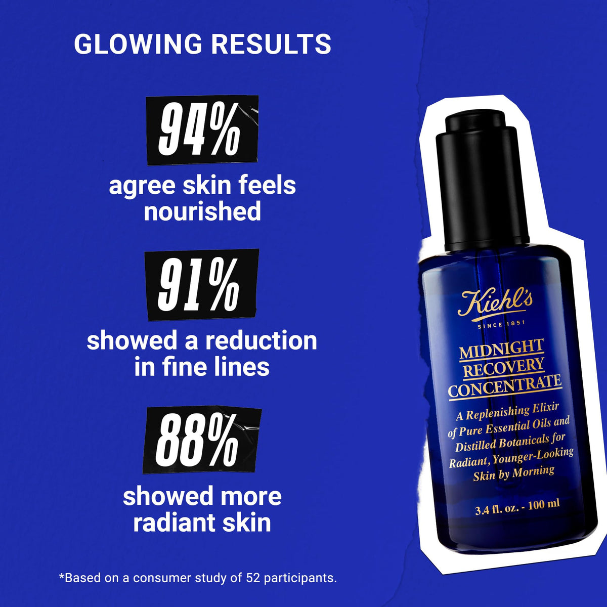 Dark Blue Kiehl's - Midnight Recovery Concentrate - Restores Radiance - 3.4 fl oz