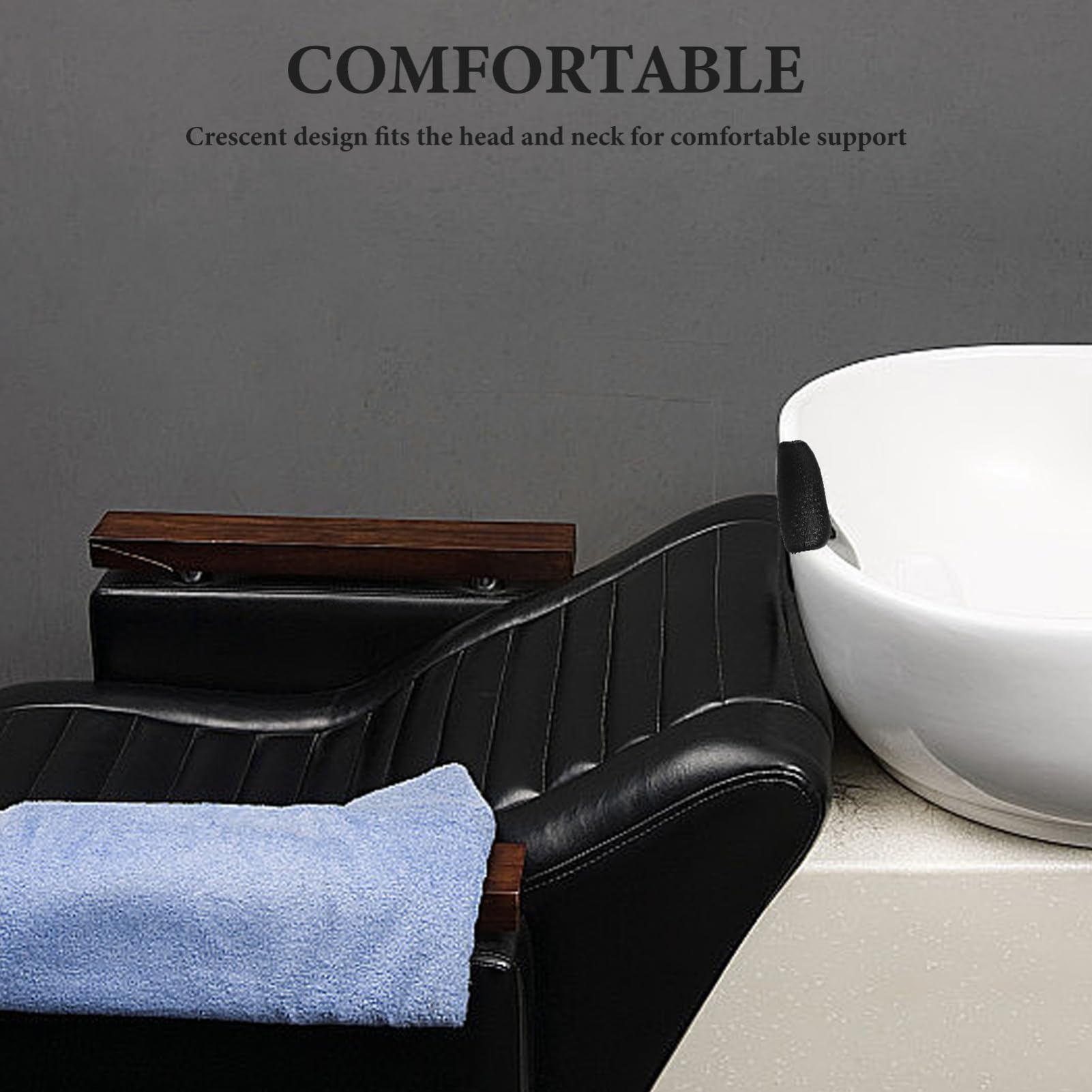 Dim Gray Beaupretty Shampoo Bowl Neck Cushion Crescent-Shaped Neck Rest for Salon Hair Washing Sink Soft Non-Slip Pillow Spa Support Pad Black