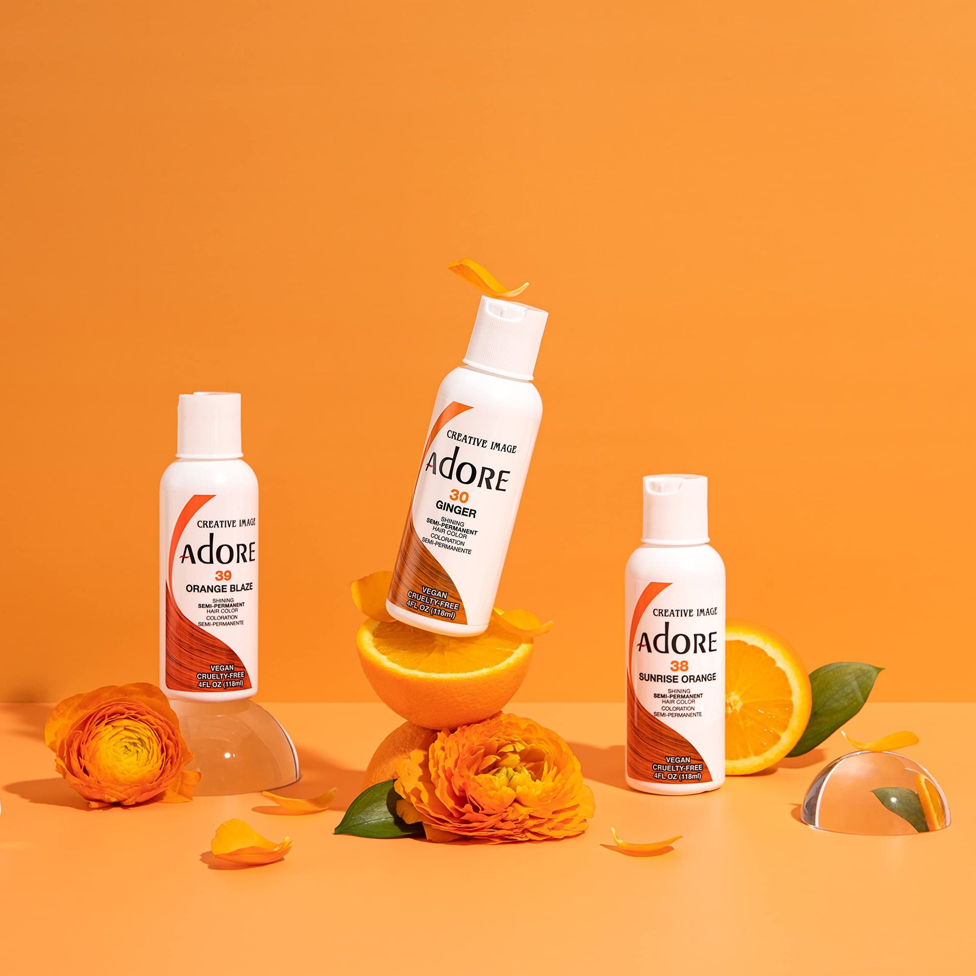 Coral Adore Semi Permanent Hair Color - Vegan and Cruelty-Free Hair Dye - 4 Fl Oz - 039 Orange Blaze (Pack of 3)