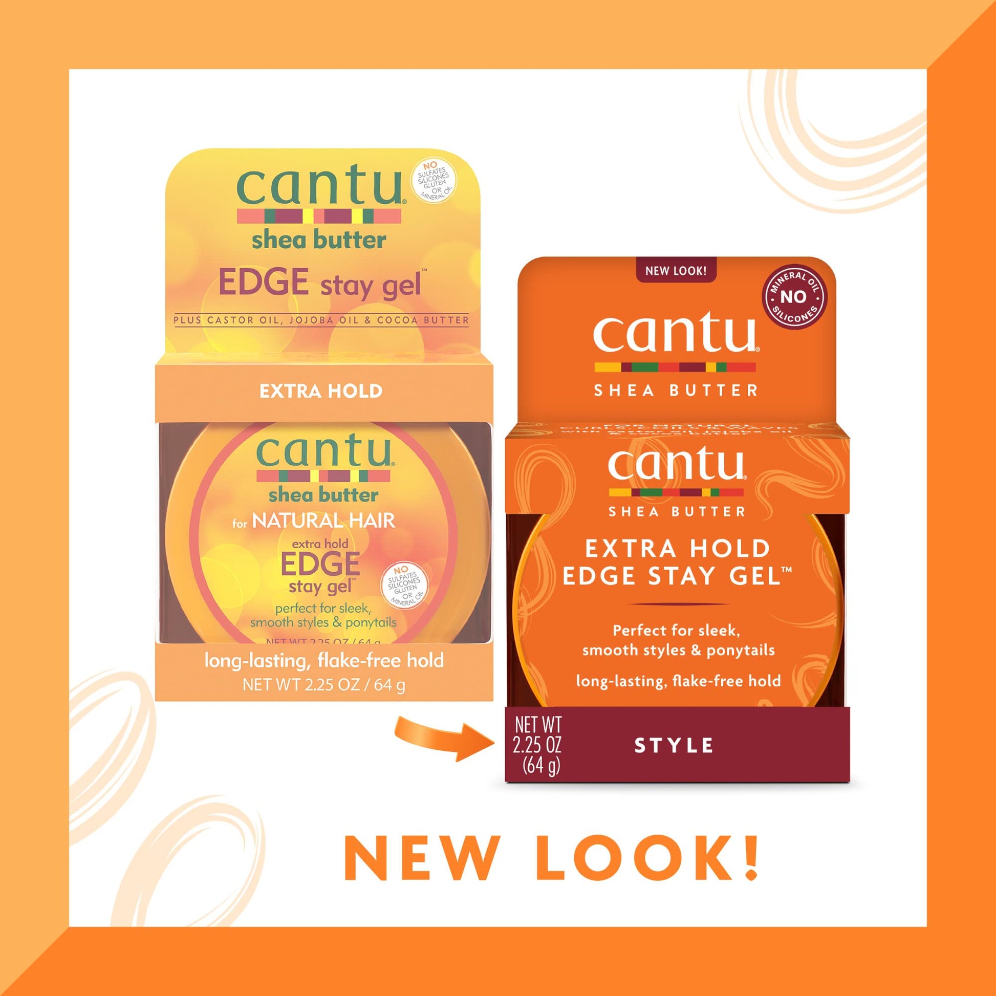 White Smoke Cantu Extra Hold Edge Stay Gel with Shea Butter, 2.25 oz (Packaging May Vary)