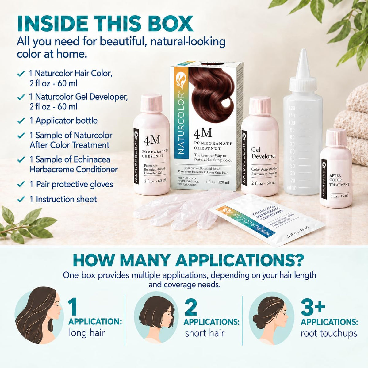 White Smoke Naturcolor 4M Pomegranate Chestnut Permanent Hair Color, Ammonia-Free, Natural-looking, Herbal-based Dark Mahogany Red-Brown Dye Kit, Up To 100% Gray Coverage, Vegan, Cruelty-free, Odor-free, 4 fl oz