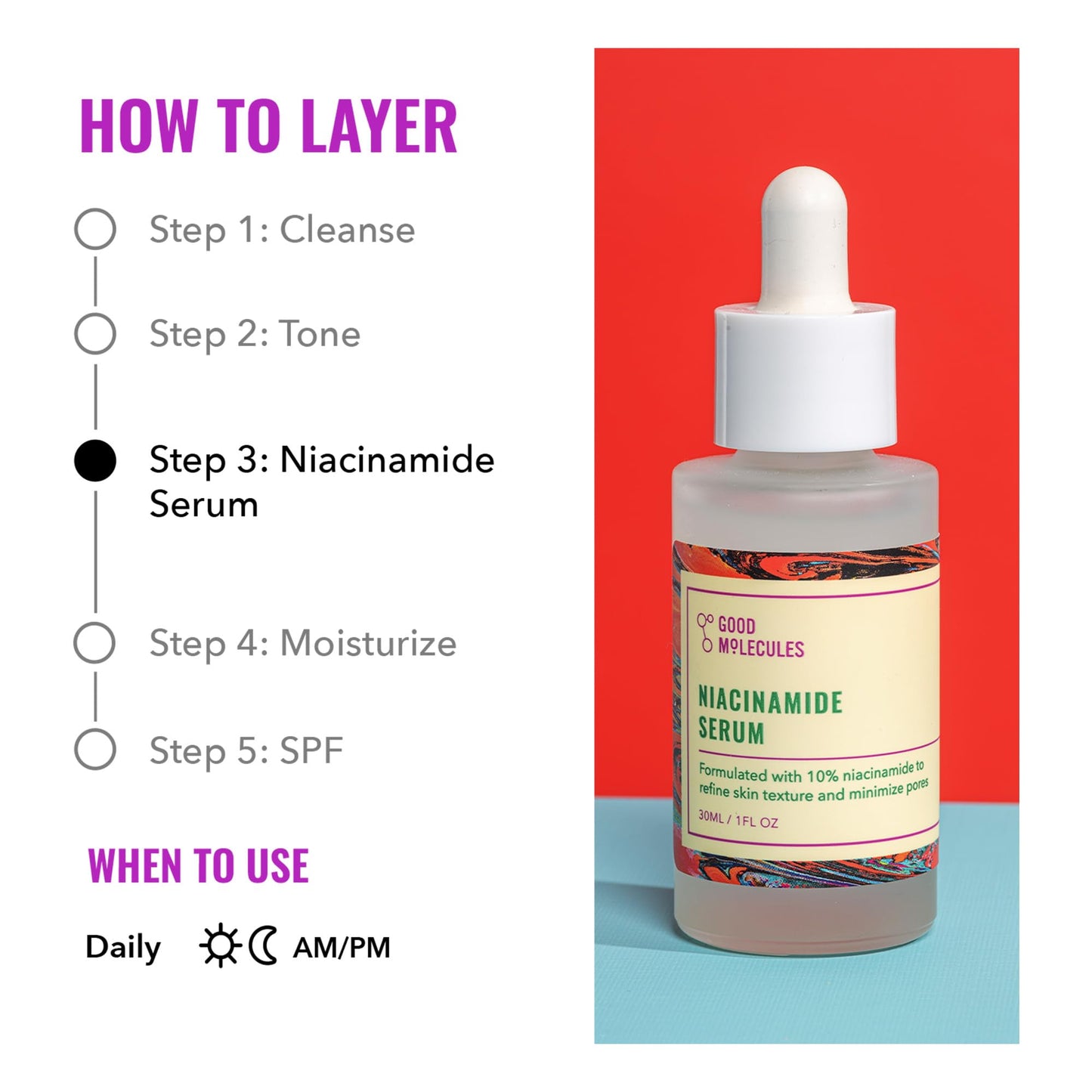 White Smoke Good Molecules Niacinamide Serum - 10% Niacinamide to Target Blemishes, Nourishment, and Skin Tone - Ultra Hydrating Serum and Brightening Skin Care for Face