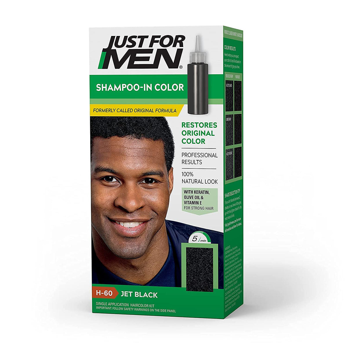 White Smoke Just For Men Shampoo In #H-60 Haircolor Jet Black (6 Pack)