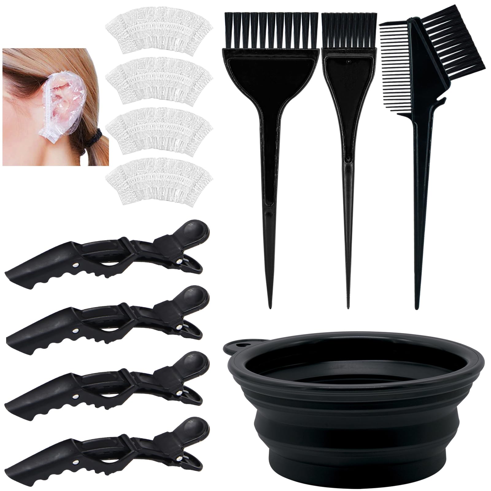 White Smoke Xarchy 12 Pcs Hair Bleach Kit Professional Hair Coloring Products with Hair Dye Brush, Hair Color Bowl, Earmuffs, Hair Clips for Salon Hair Dye, Hair Color at Home, Hair Highlighting