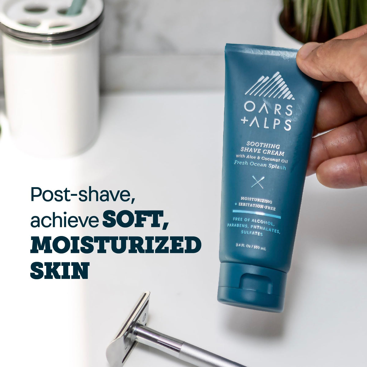 White Smoke Oars + Alps Soothing Men's Shaving Cream, Dermatologist Tested, 1pk, 3.4oz