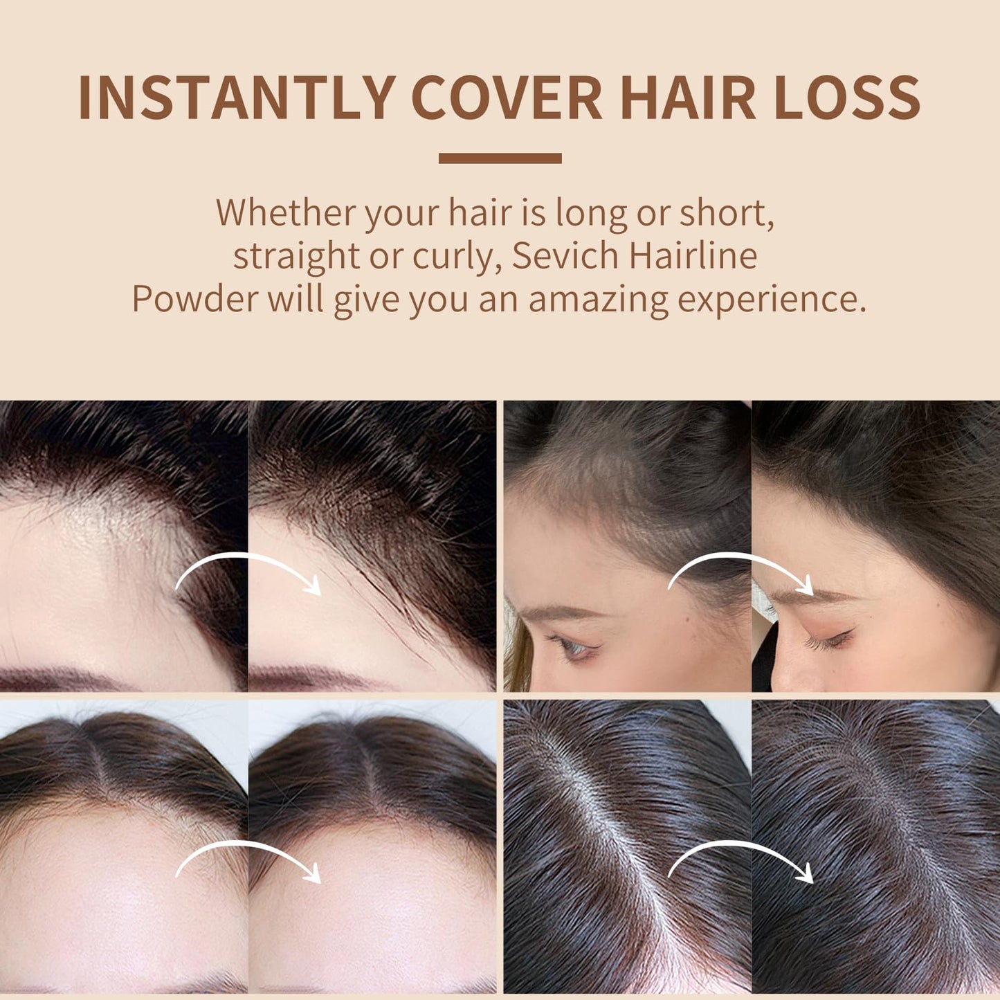 Light Gray Sevich Hairline Powder,Instantly Conceals Hair Loss, Root Touch up Powder, Hair Shadow Toppers for Women & Men, Touch Up for Thinning Gray Hair, Windproof & Sweatproof,Dark brown
