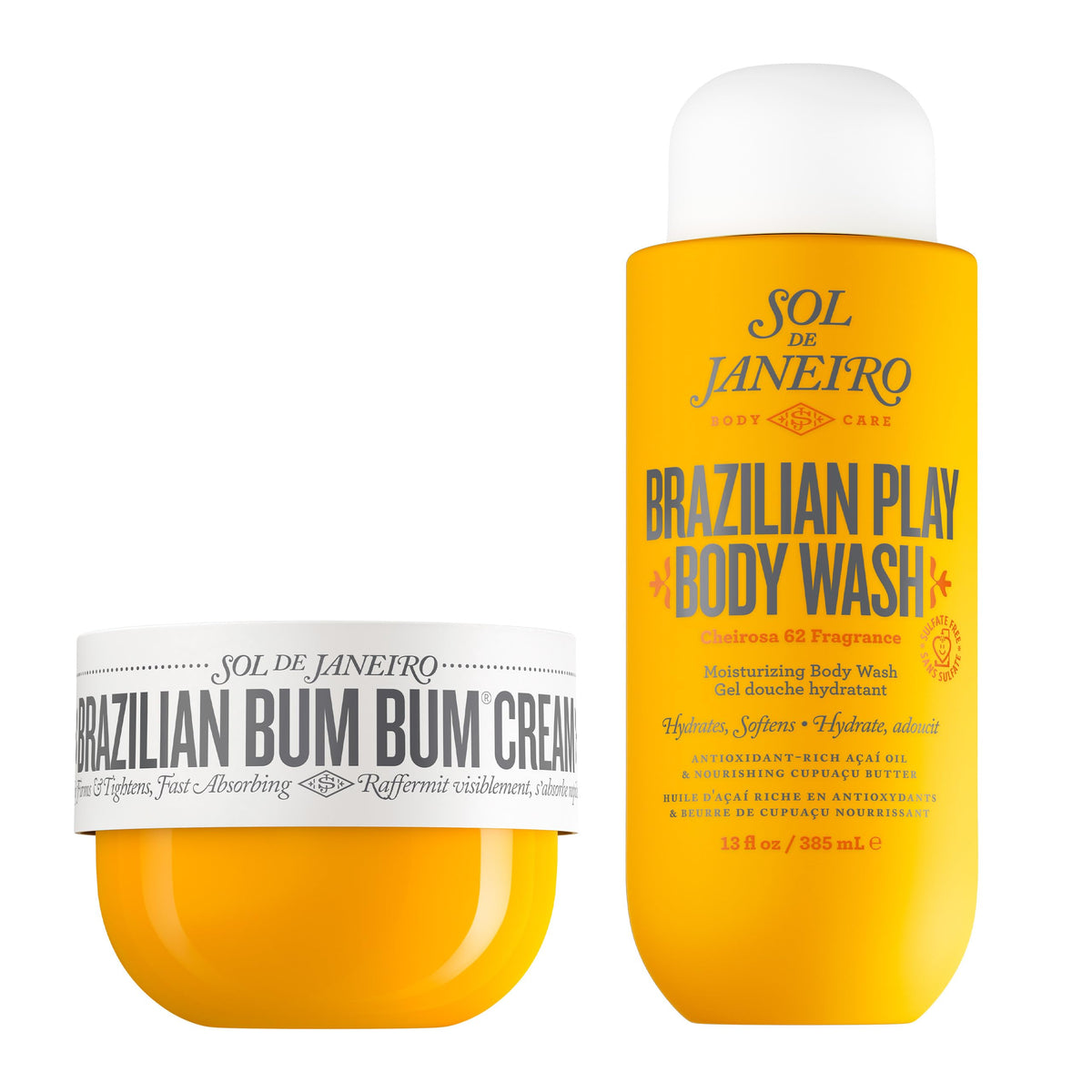 White Smoke Sol de Janeiro Brazilian Bum Bum Cream and Brazilian Play Body Wash Bundle