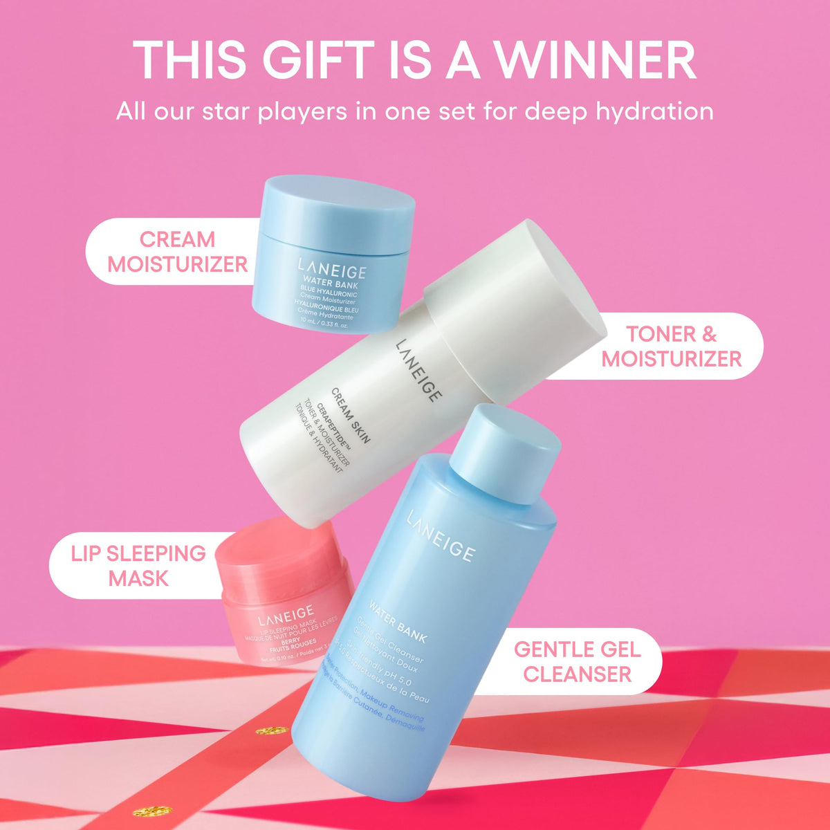 Hot Pink LANEIGE Midnight Minis: Limited-Edition Holiday Lip Care Gift Set for Day & Night Hydration