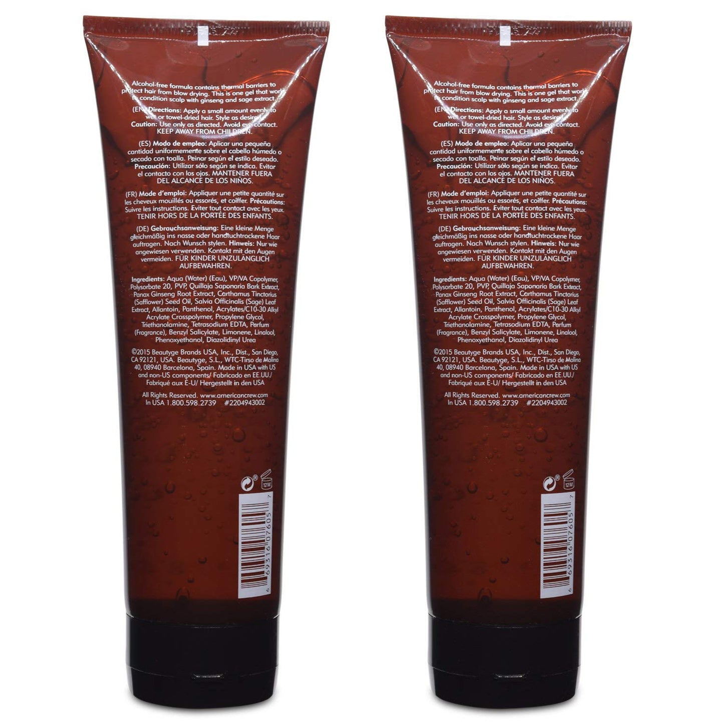 White Smoke AMERICAN CREW Classic Light Hold Styling Gel 250ml / 8.45fl.oz. (Pack of 2)