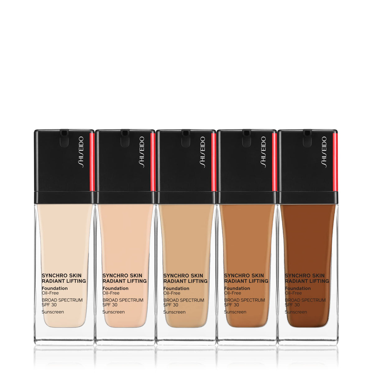 Black Shiseido Synchro Skin Radiant Lifting Foundation SPF 30, 450 Copper - 30 mL - Medium-to-Full, Buildable Coverage - 24-HR Hydration - Transfer, Crease & Smudge Resistant - Non-Comedogenic