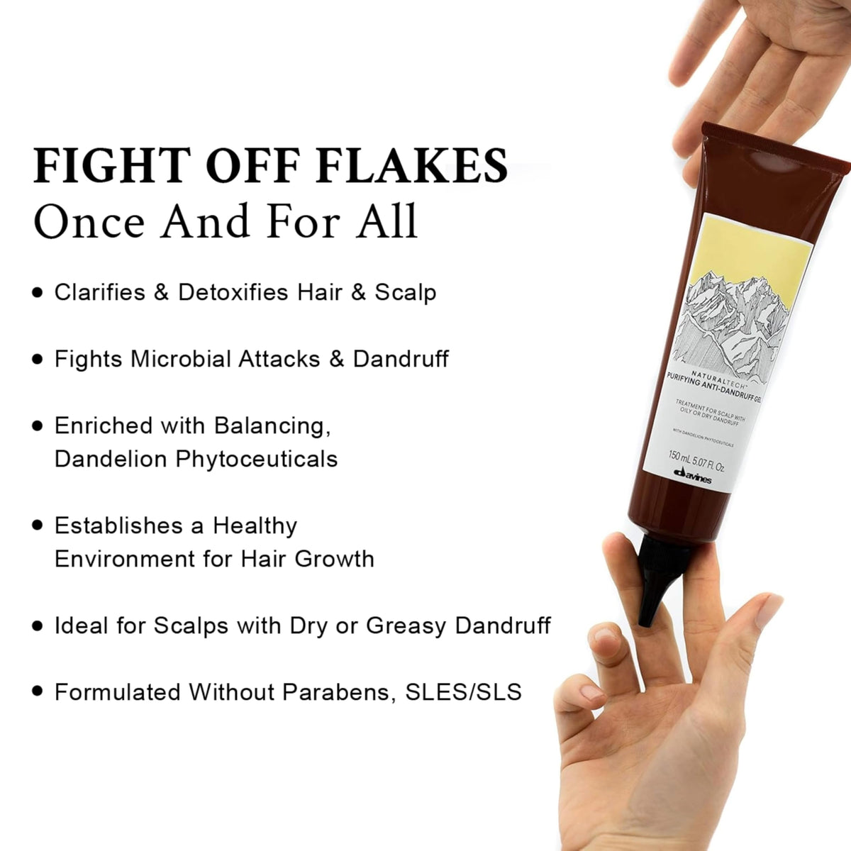 White Smoke Davines Naturaltech Purifying Gel, Clarifying & Anti-Dandruff for Dandruff (Oily or Dry) - With Dandelion Phytoceuticals - Treatment for Oily or Dry Dandruff, 5.07 Fl Oz