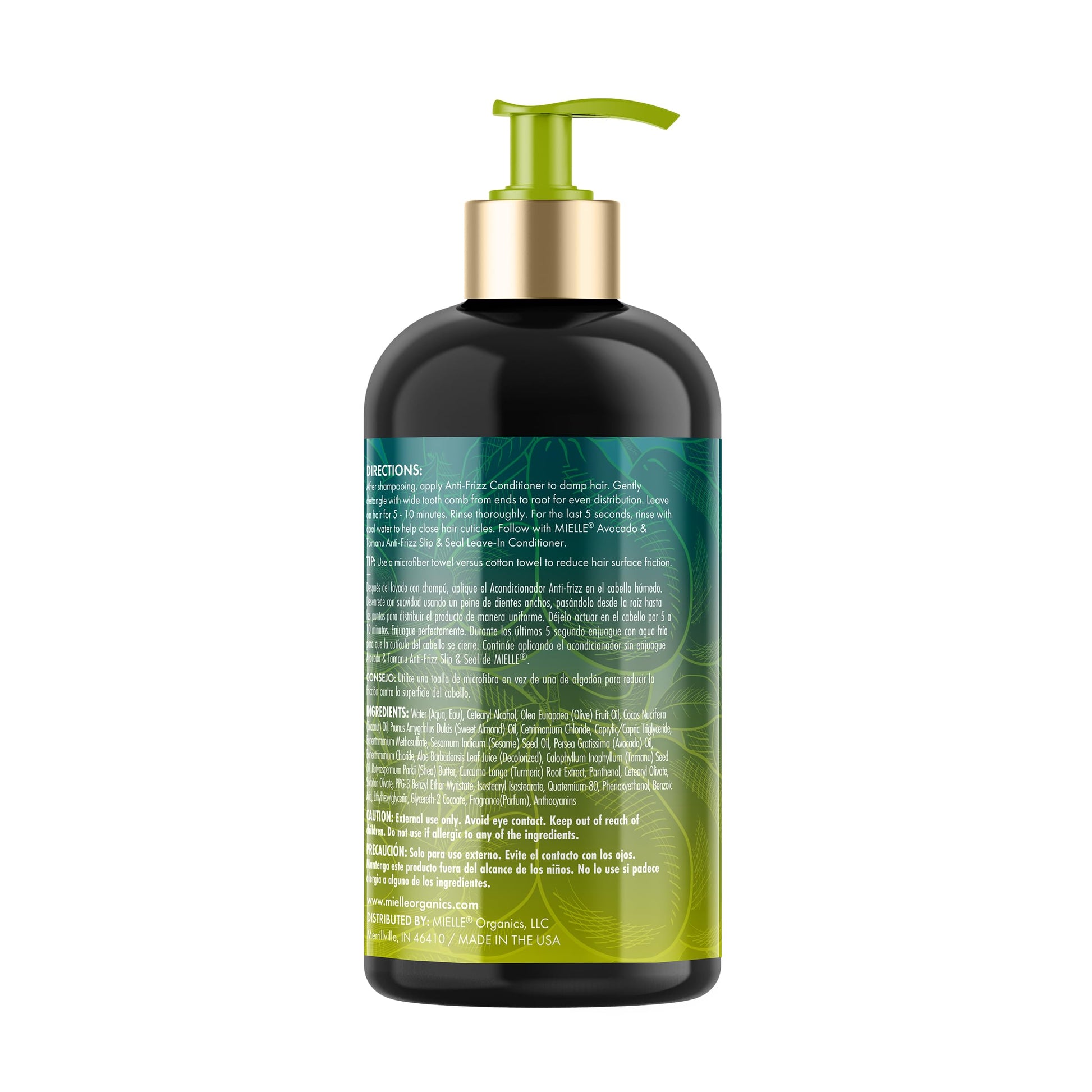 White Smoke Mielle Organics Avocado & Tamanu Anti Frizz Conditioner for Women & Men - Detangling, Moisturizing & Smoothing Treatment - Frizz Control Detangler for Textured & Dry Hair - Prep for Styling, 12floz