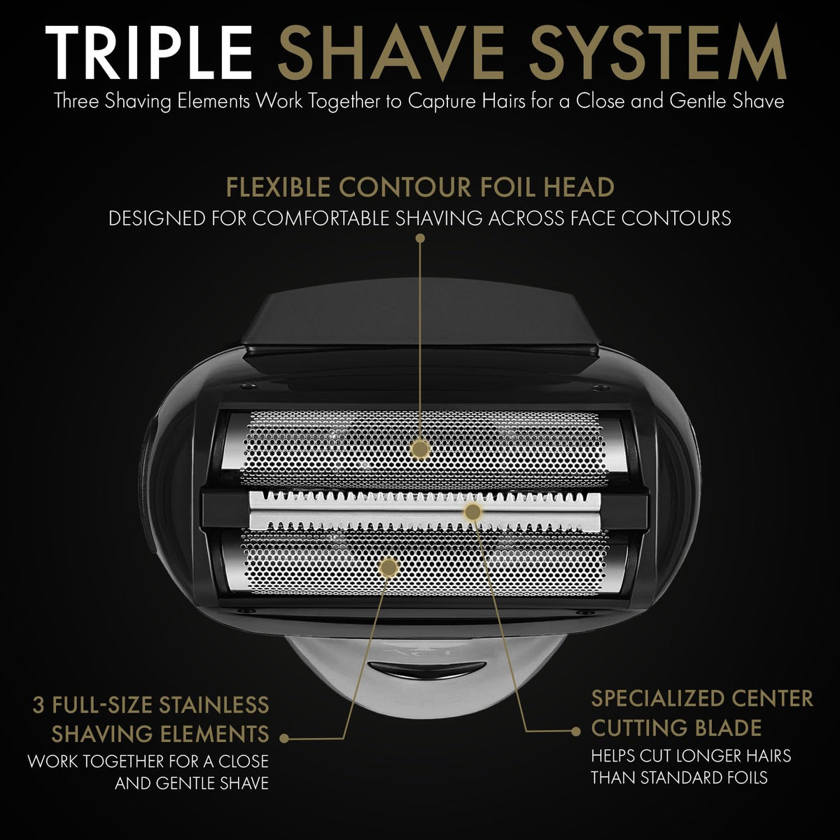 Black StyleCraft Ace Mens Electric Cordless Wet/Dry Shaver with Precision Foil Shaver, Triple Shave System with LCD Display, Smart Contour