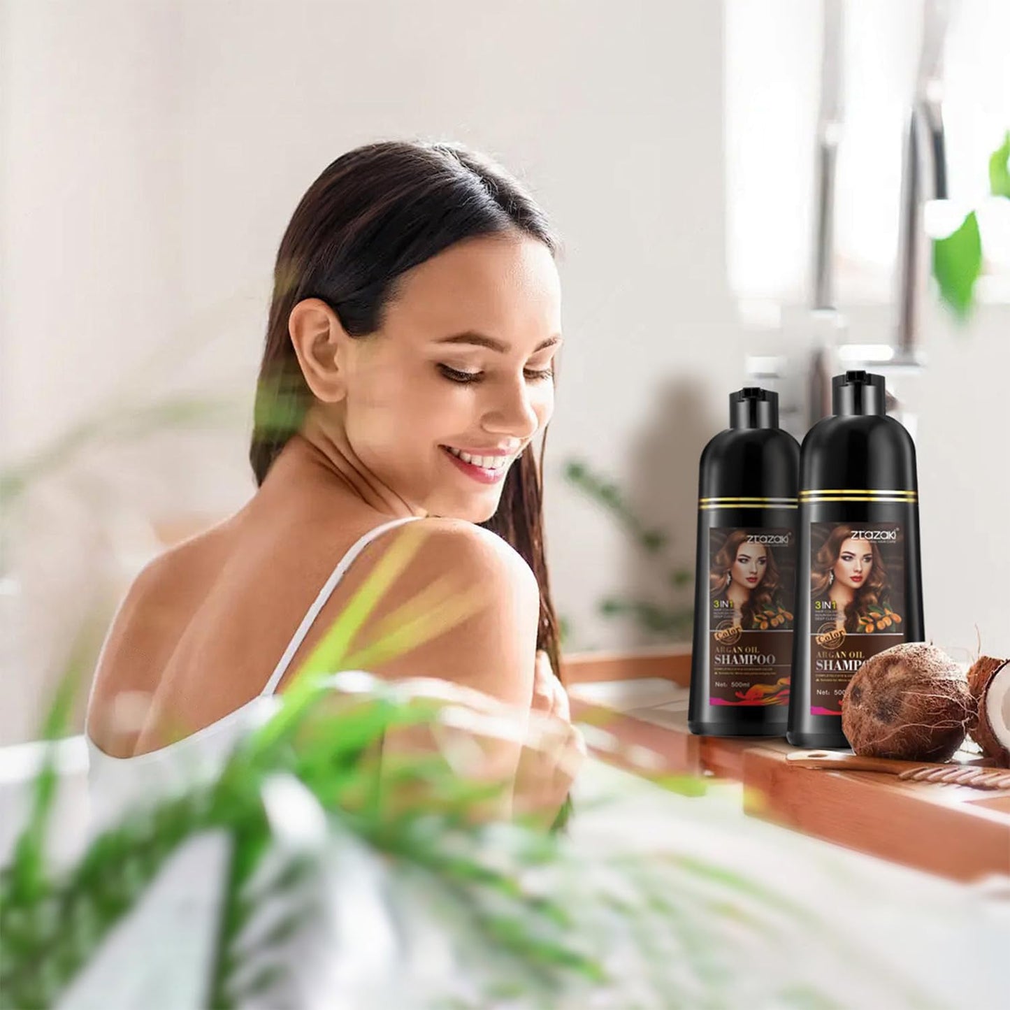 Light Gray Callmynm Black Hair Dye Shampoo 3-In-1, Instant Gray Hair Coverage in Minutes-Long Lasting Argan Oil Herbal Hair Color Shampoo champu con tinte para canas 500ml