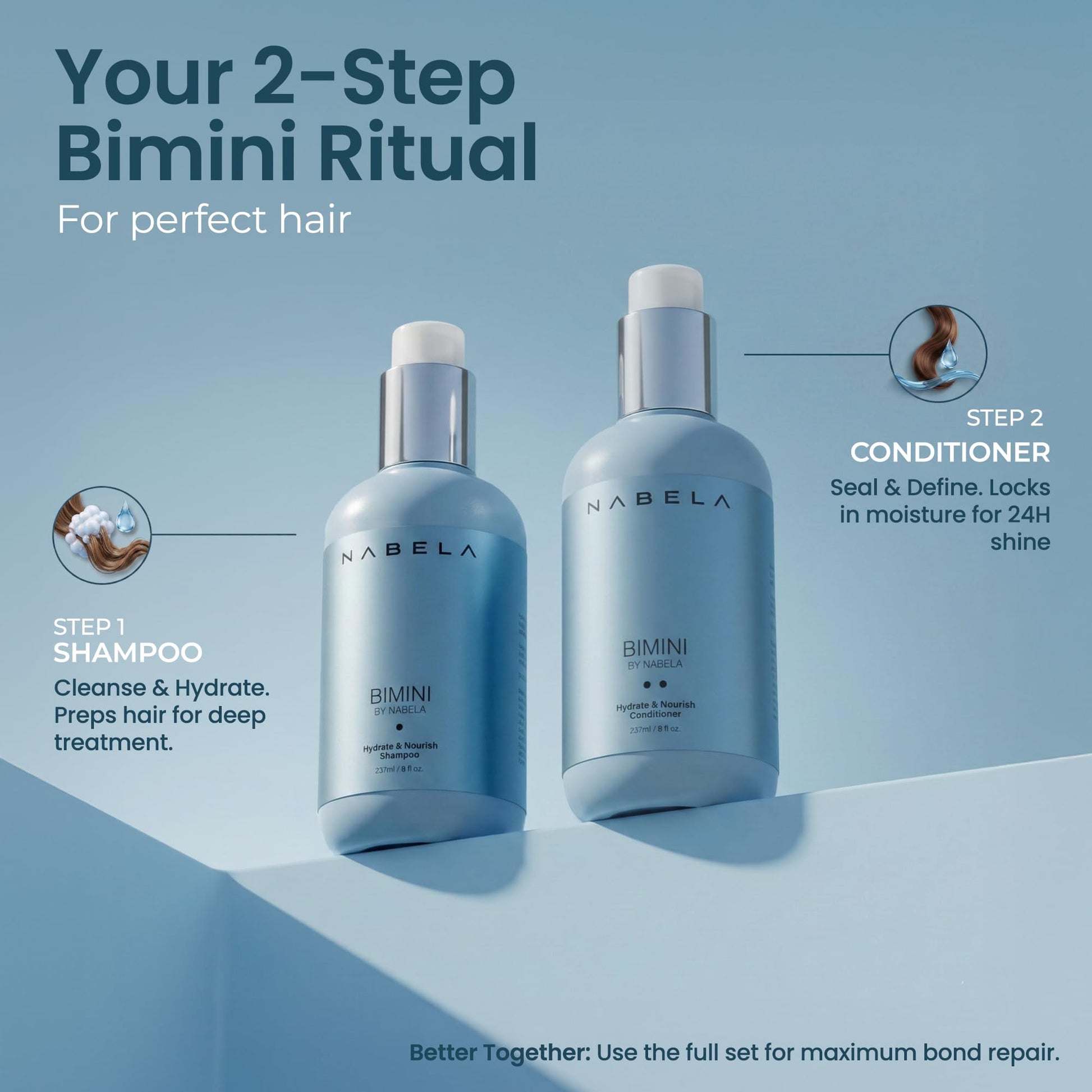 Dark Gray NABELA Deep Hydration Bimini Conditioner - Curl Enhancing & Anti-Frizz Treatment with Hyaluronic Acid, Shea Butter & Argan Oil - Weightless Moisture & Flexible Hold for Waves & Coils - 8 fl oz