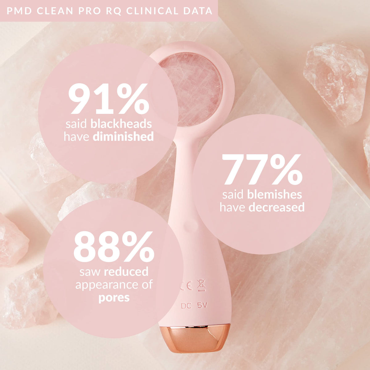 Thistle PMD Beauty Clean Pro - Electric Facial Cleansing Brush, Smart Facial Device with Silicone Brush & Heated Anti-Aging Aluminum, Gemstone, Precious Metal Massager, Blush with Remove Balm