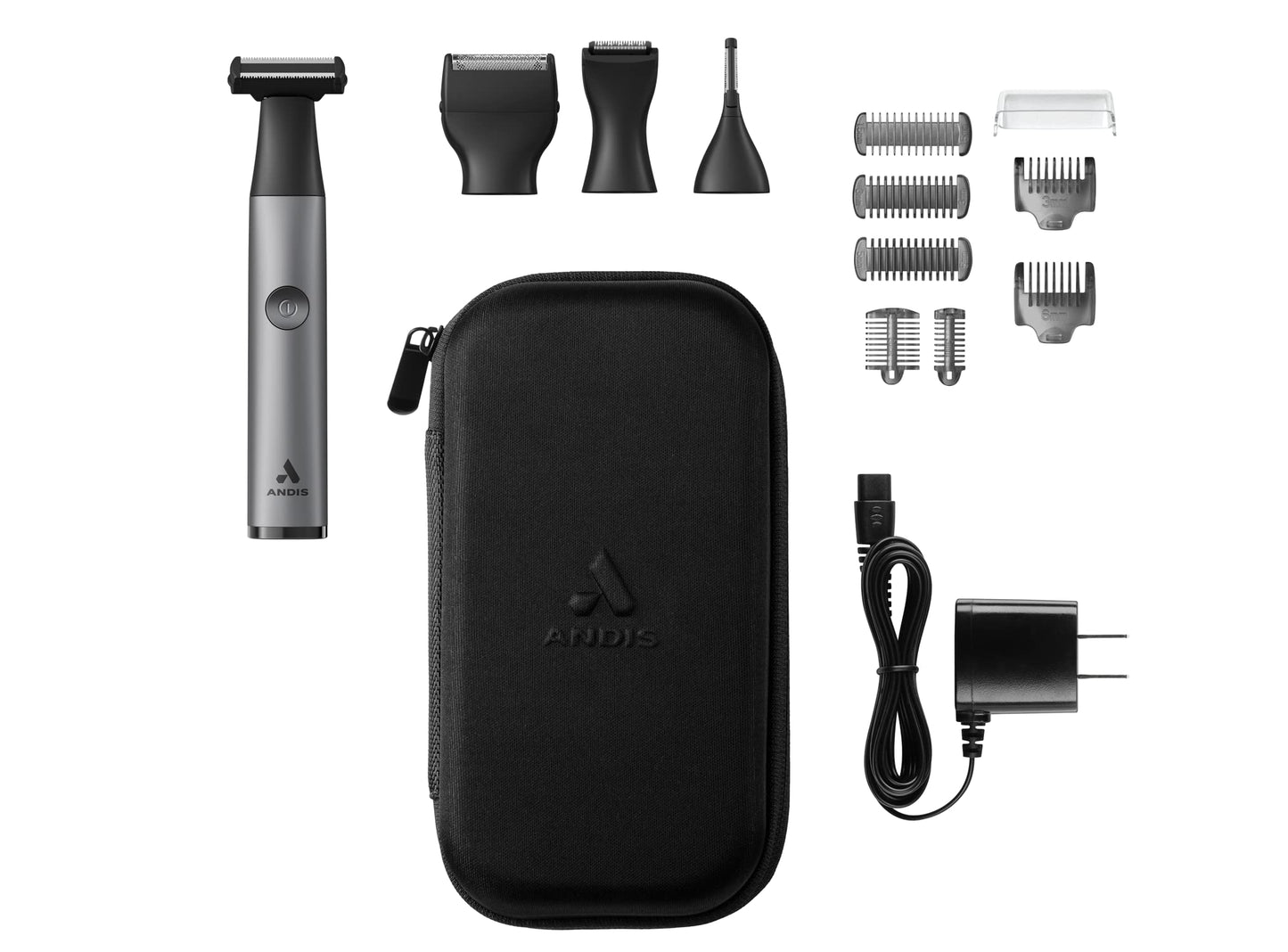 White Smoke Andis 42315 inEDGE Lithium-Ion Cordless All-in-One One Blade Dual Sided Wet/Dry Trimmer for Body, Face, Ear and Nose Hair, Black